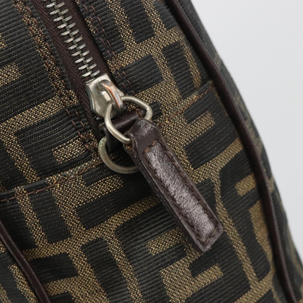 FENDI Zucca Canvas Hand Bag Black Brown Auth mr2526A