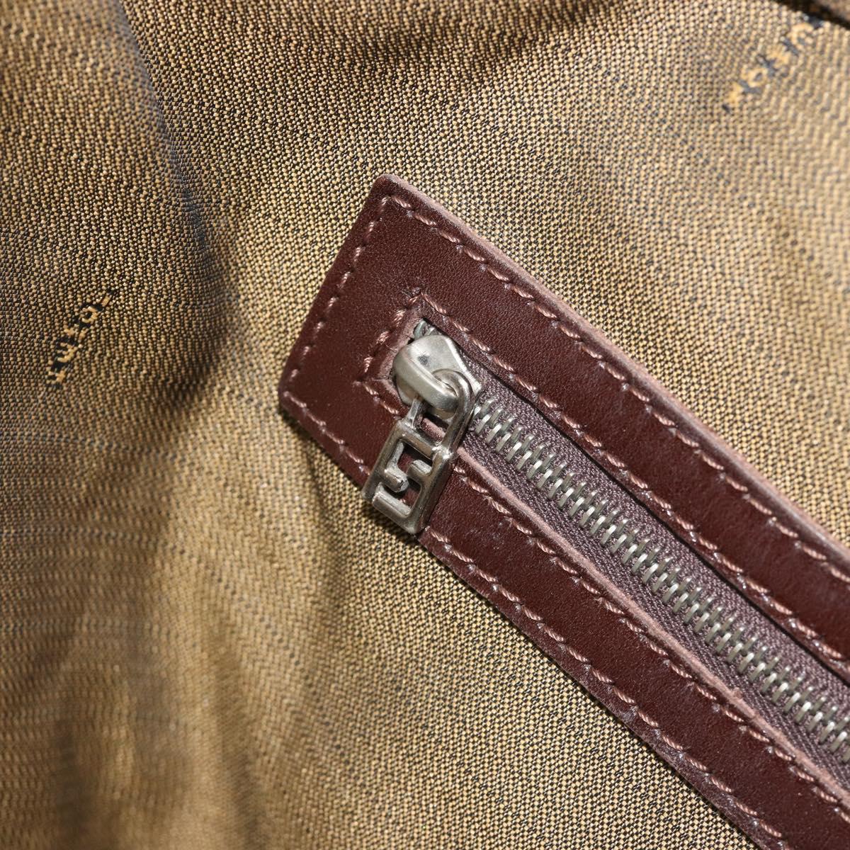 FENDI Zucca Canvas Hand Bag Black Brown Auth mr2526A