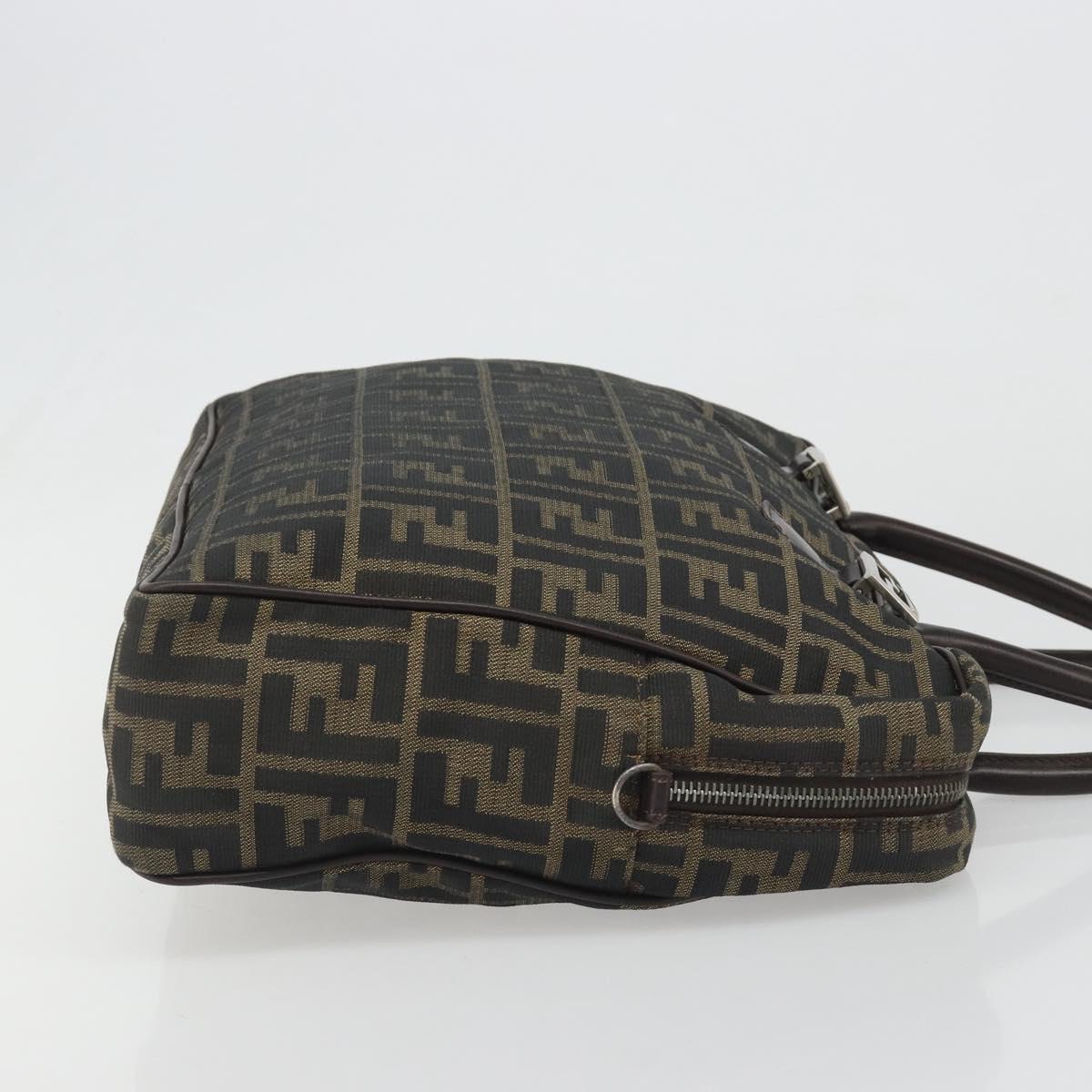 FENDI Zucca Canvas Hand Bag Black Brown Auth mr2526A