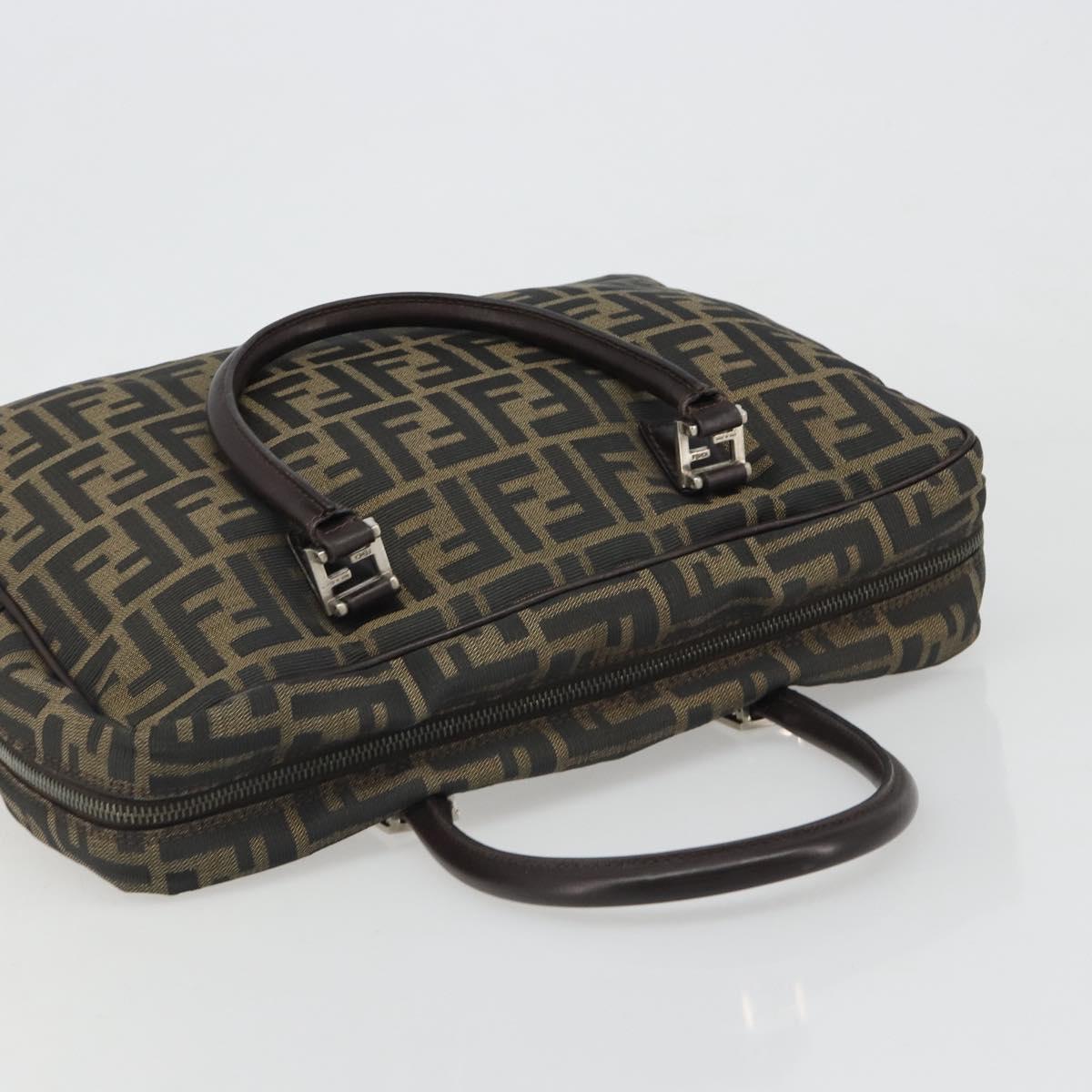 FENDI Zucca Canvas Hand Bag Black Brown Auth mr2526A