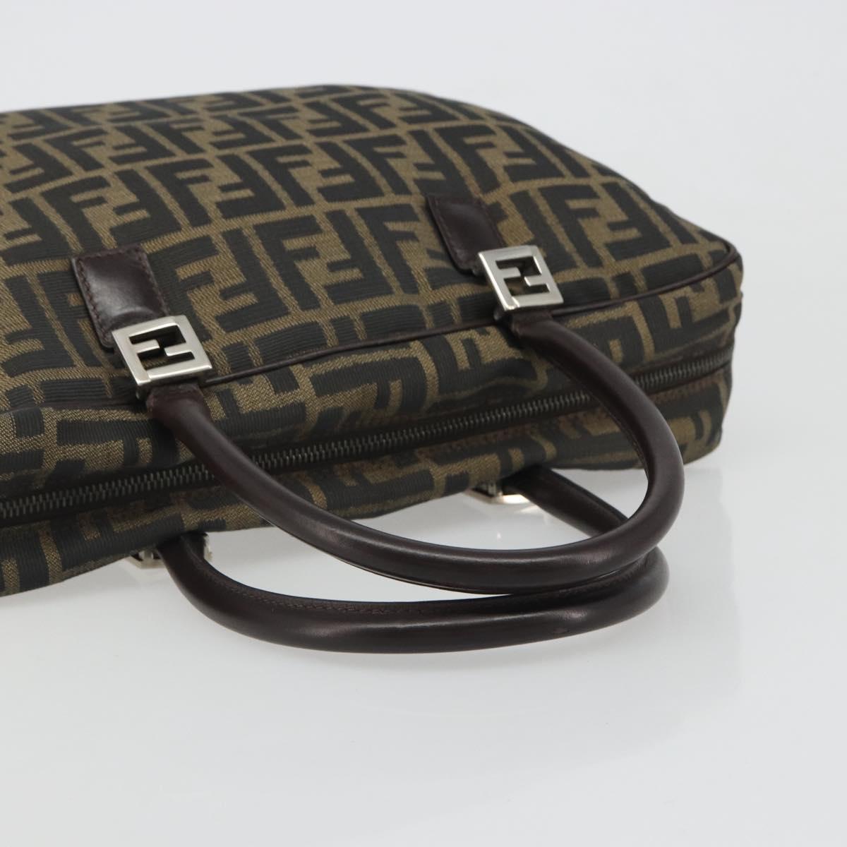 FENDI Zucca Canvas Hand Bag Black Brown Auth mr2526A