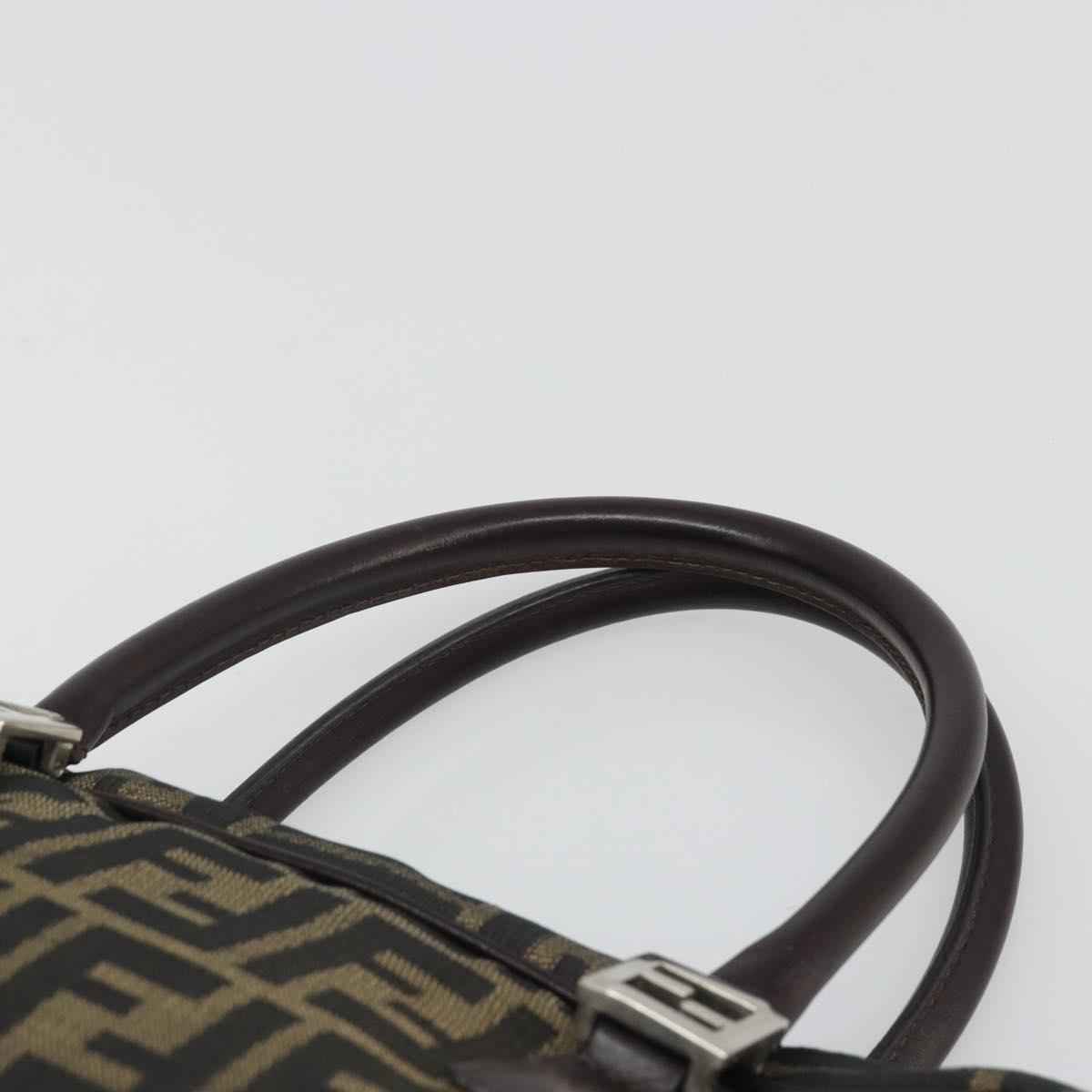 FENDI Zucca Canvas Hand Bag Black Brown Auth mr2526A
