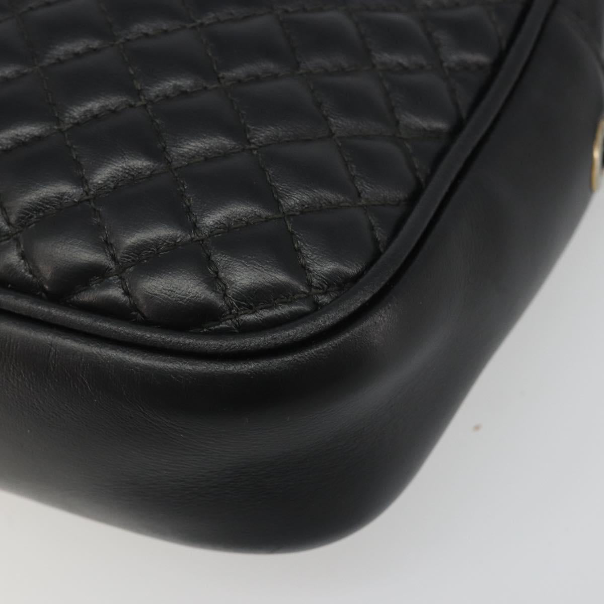GUCCI GG Marmont Web Sherry Line Bag Leather Perfo Black Gold 541051 Auth mr2530