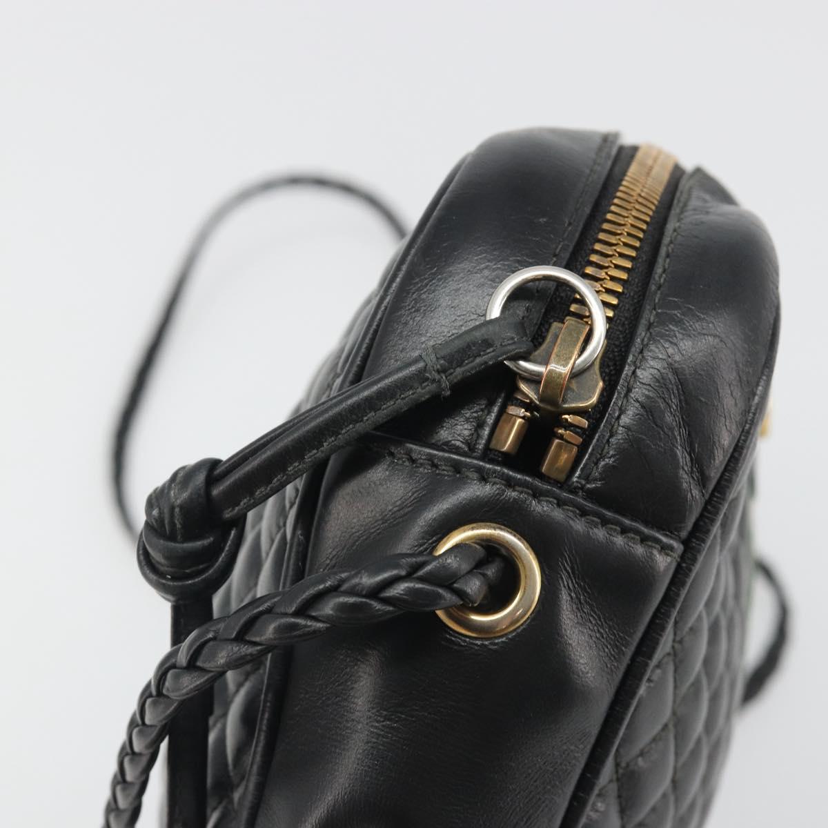GUCCI GG Marmont Web Sherry Line Bag Leather Perfo Black Gold 541051 Auth mr2530