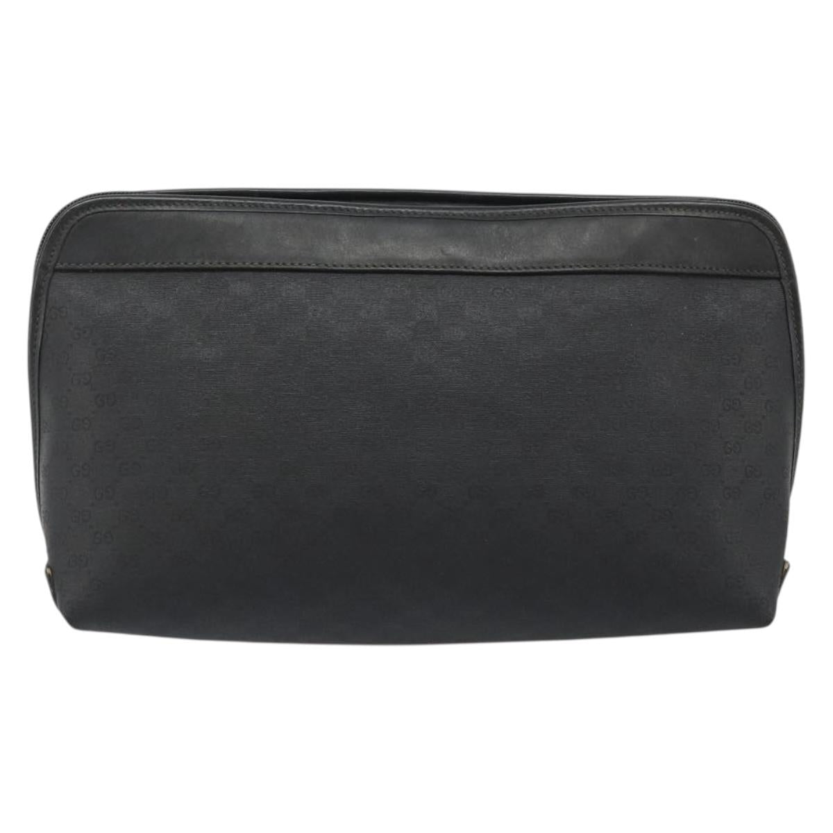 GUCCI Micro GG Supreme Clutch Bag PVC Black Gold 014 58 0198 Auth mr2532