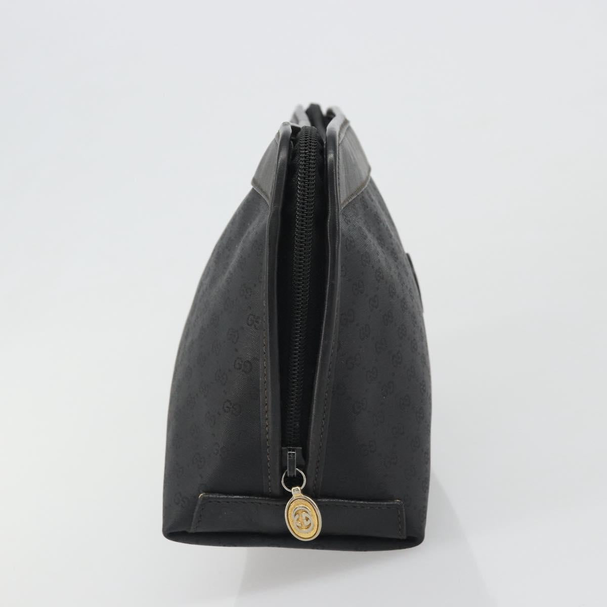 GUCCI Micro GG Supreme Clutch Bag PVC Black Gold 014 58 0198 Auth mr2532