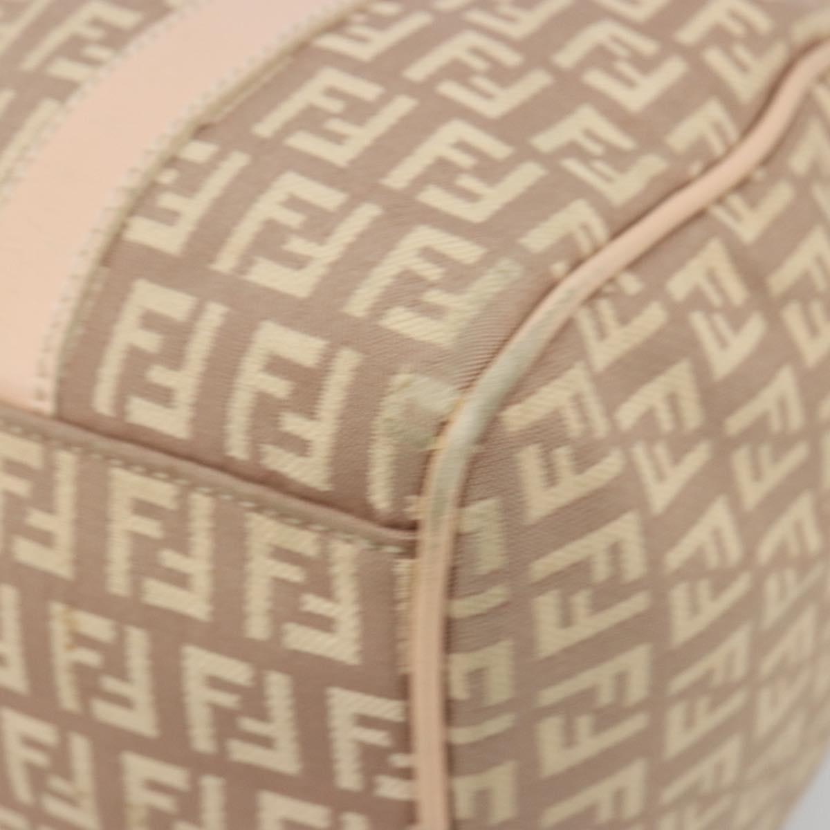 FENDI Zucchino Canvas Mamma Baguette Hand Bag Pink Gold Auth mr2533