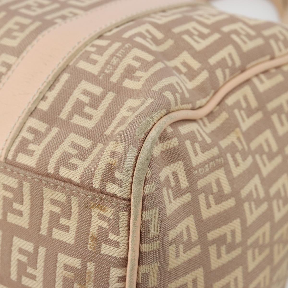 FENDI Zucchino Canvas Mamma Baguette Hand Bag Pink Gold Auth mr2533