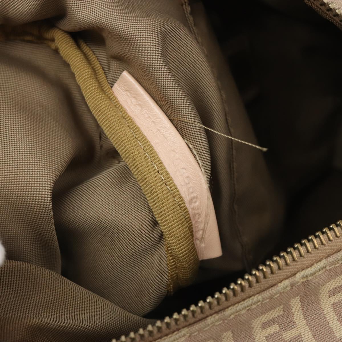 FENDI Zucchino Canvas Mamma Baguette Hand Bag Pink Gold Auth mr2533