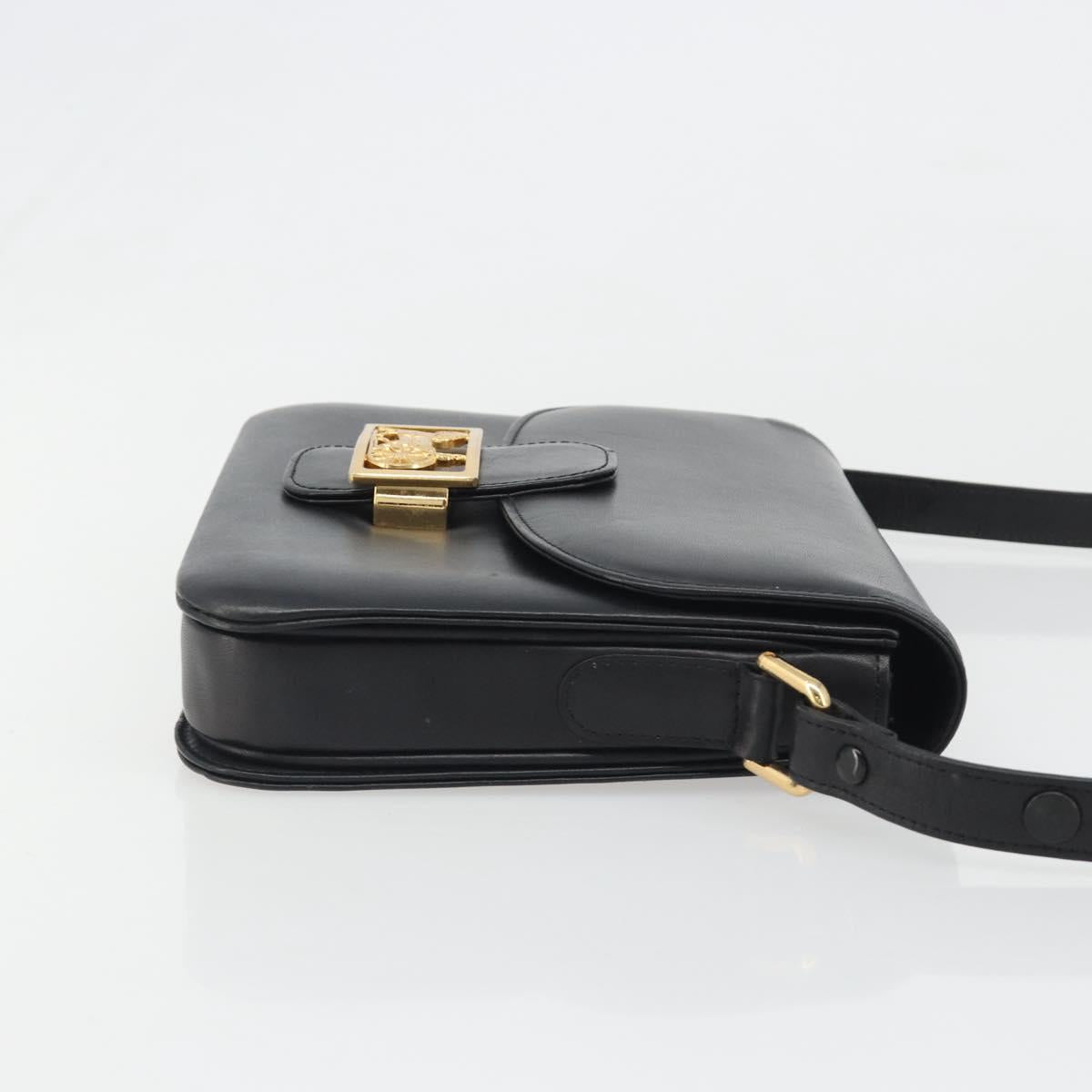CELINE Shoulder Bag Leather Black Gold Auth mr2534