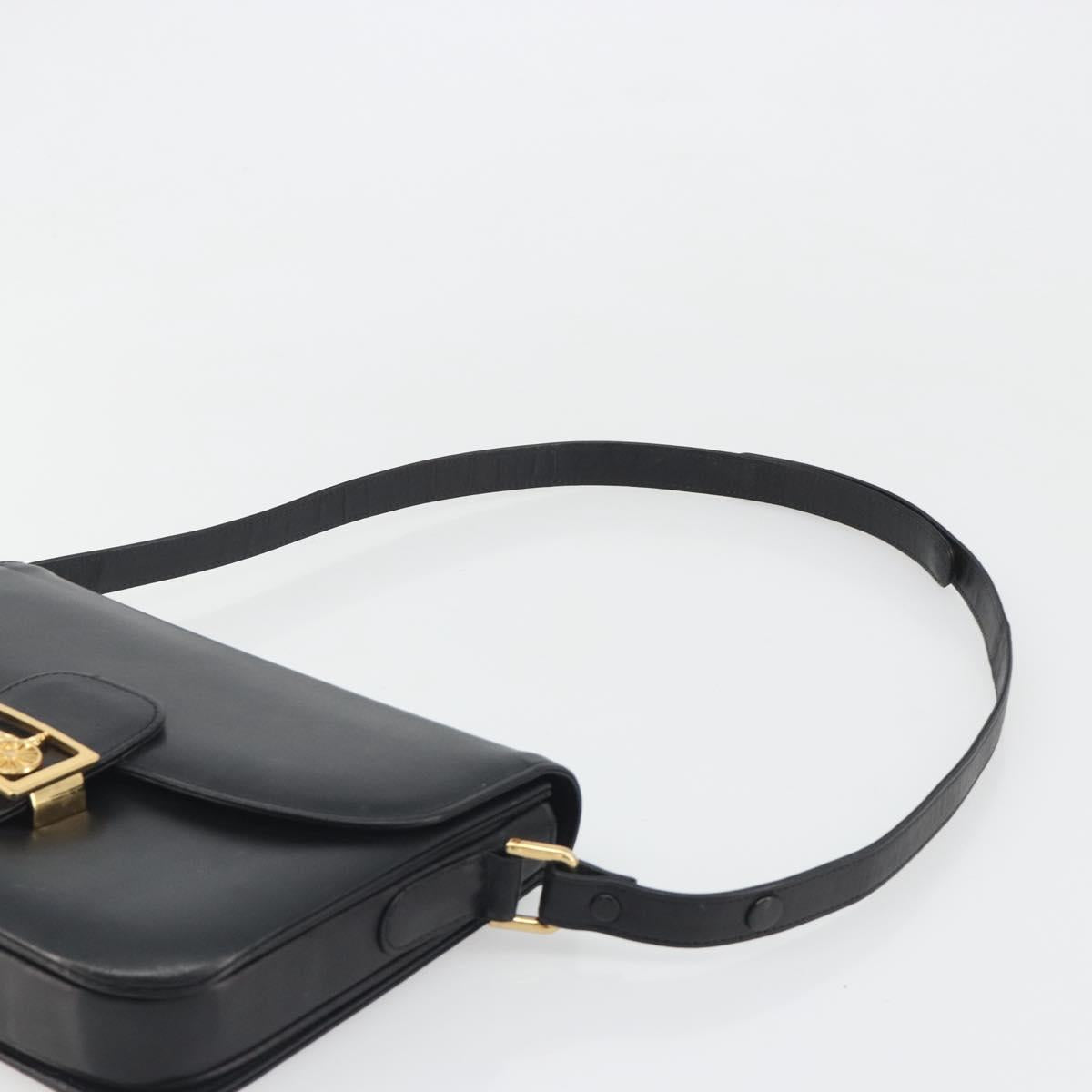 CELINE Shoulder Bag Leather Black Gold Auth mr2534