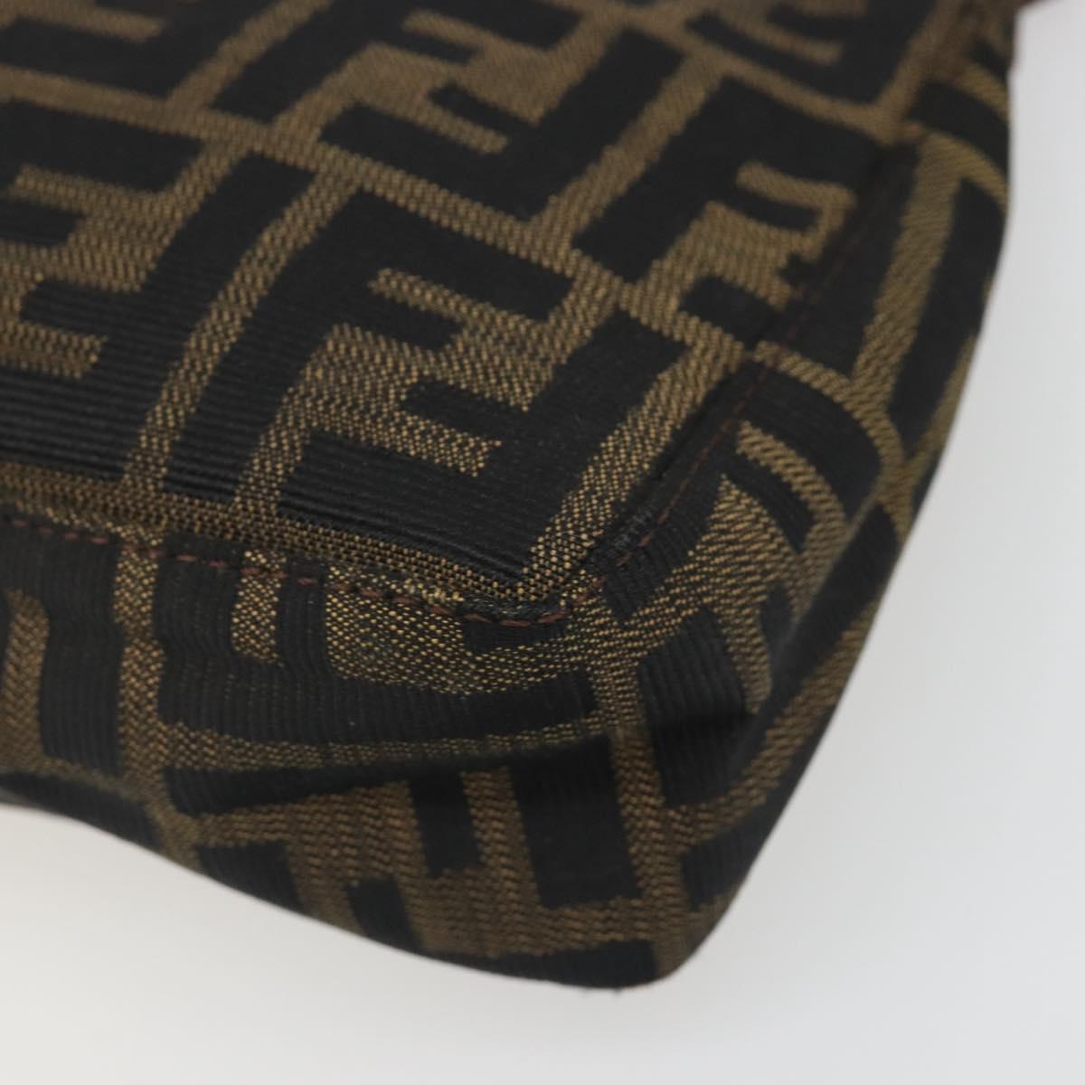 FENDI Zucca Canvas Hand Bag Black Brown Auth mr2535
