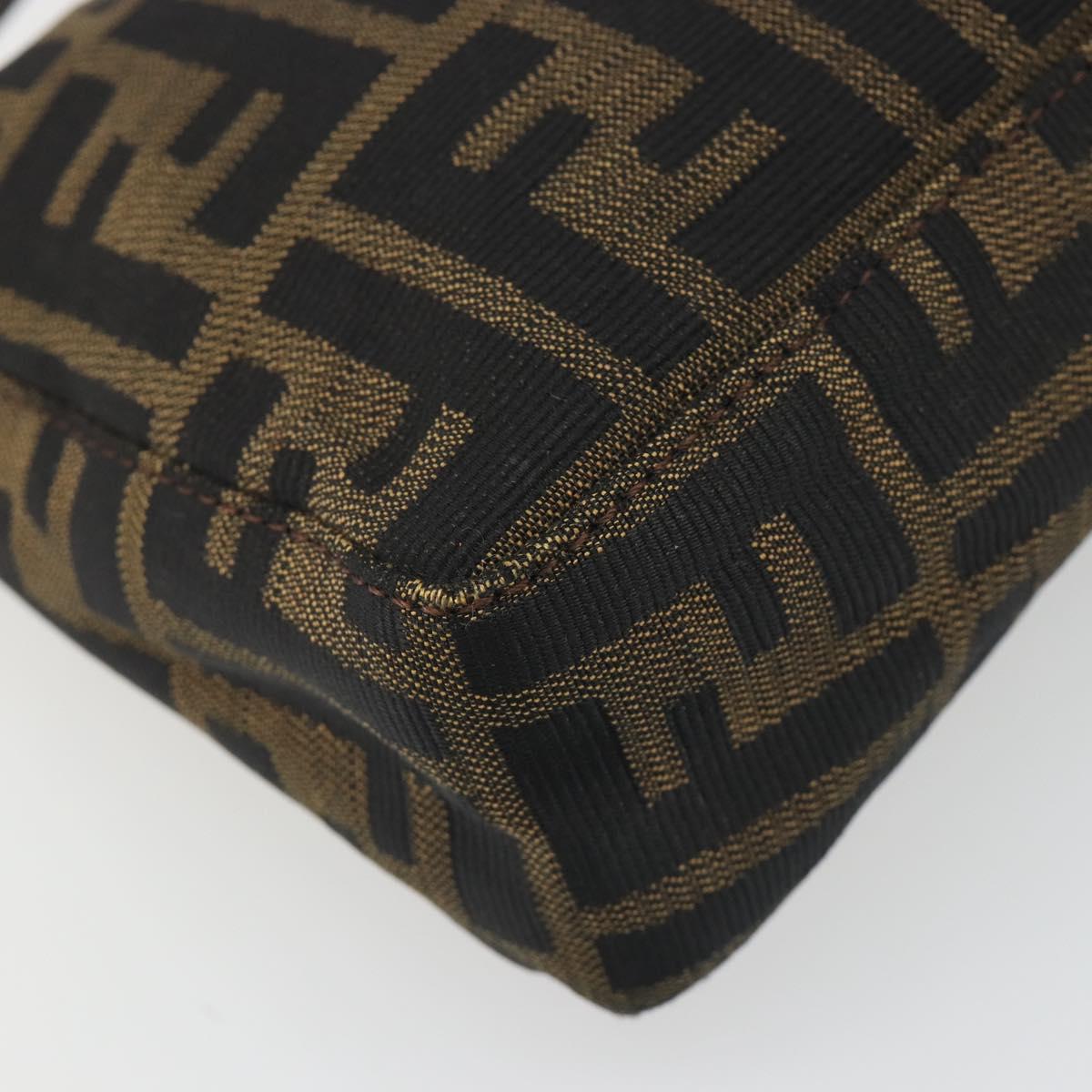 FENDI Zucca Canvas Hand Bag Black Brown Auth mr2535