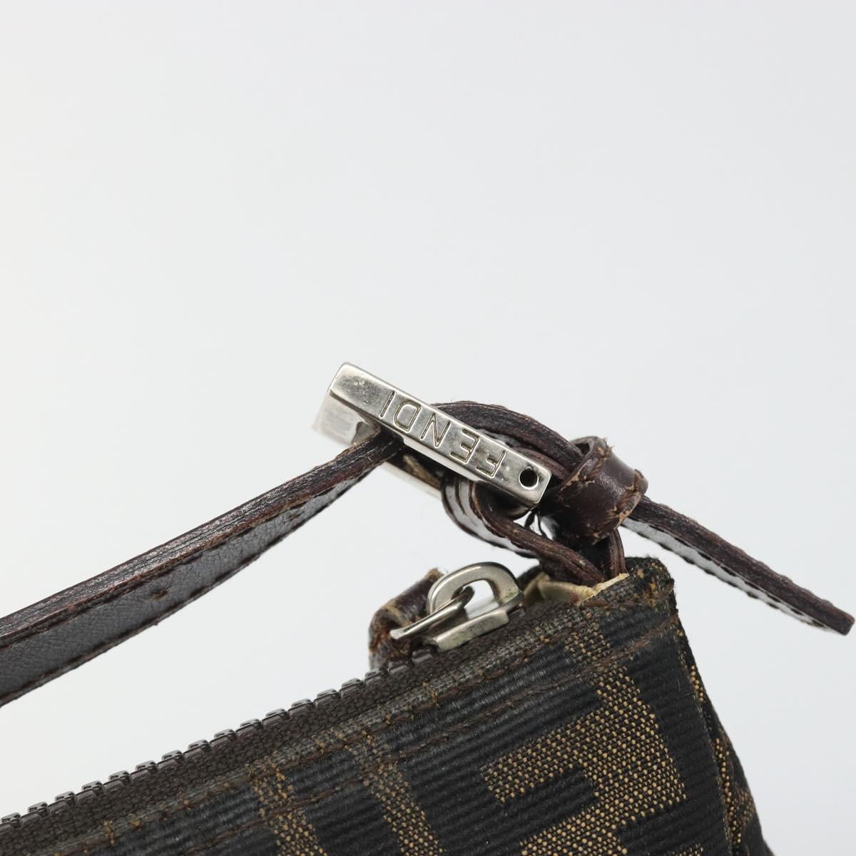 FENDI Zucca Canvas Hand Bag Black Brown Auth mr2535