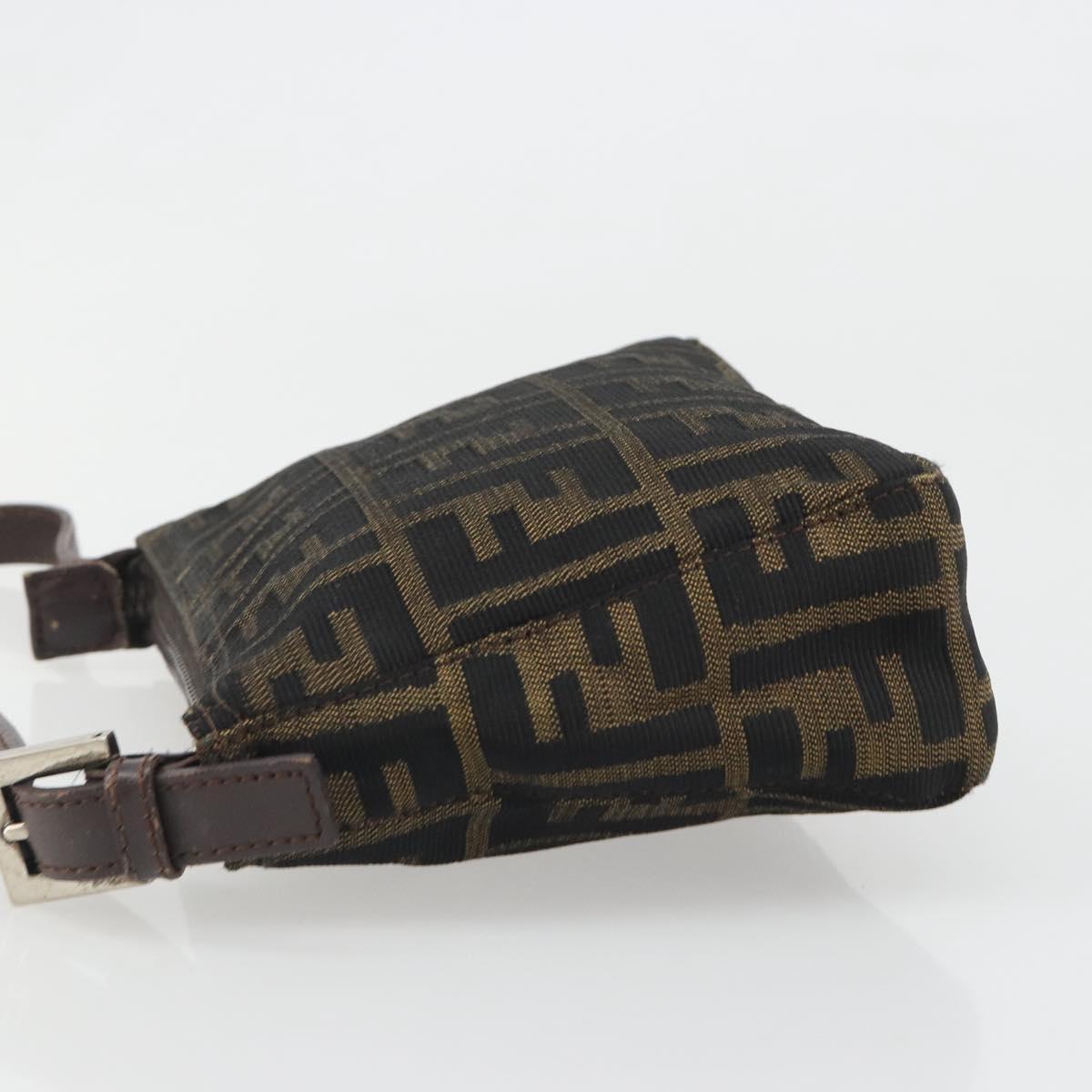 FENDI Zucca Canvas Hand Bag Black Brown Auth mr2535