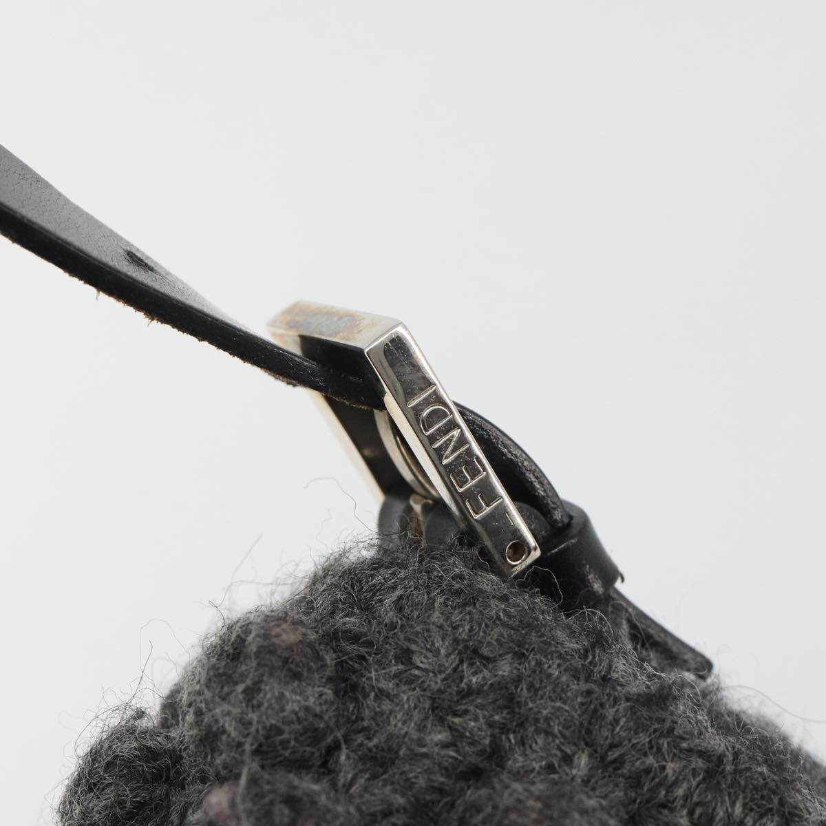 FENDI Mamma Baguette Shoulder Bag Knitted Fabrics Gray Silver Auth mr2538A