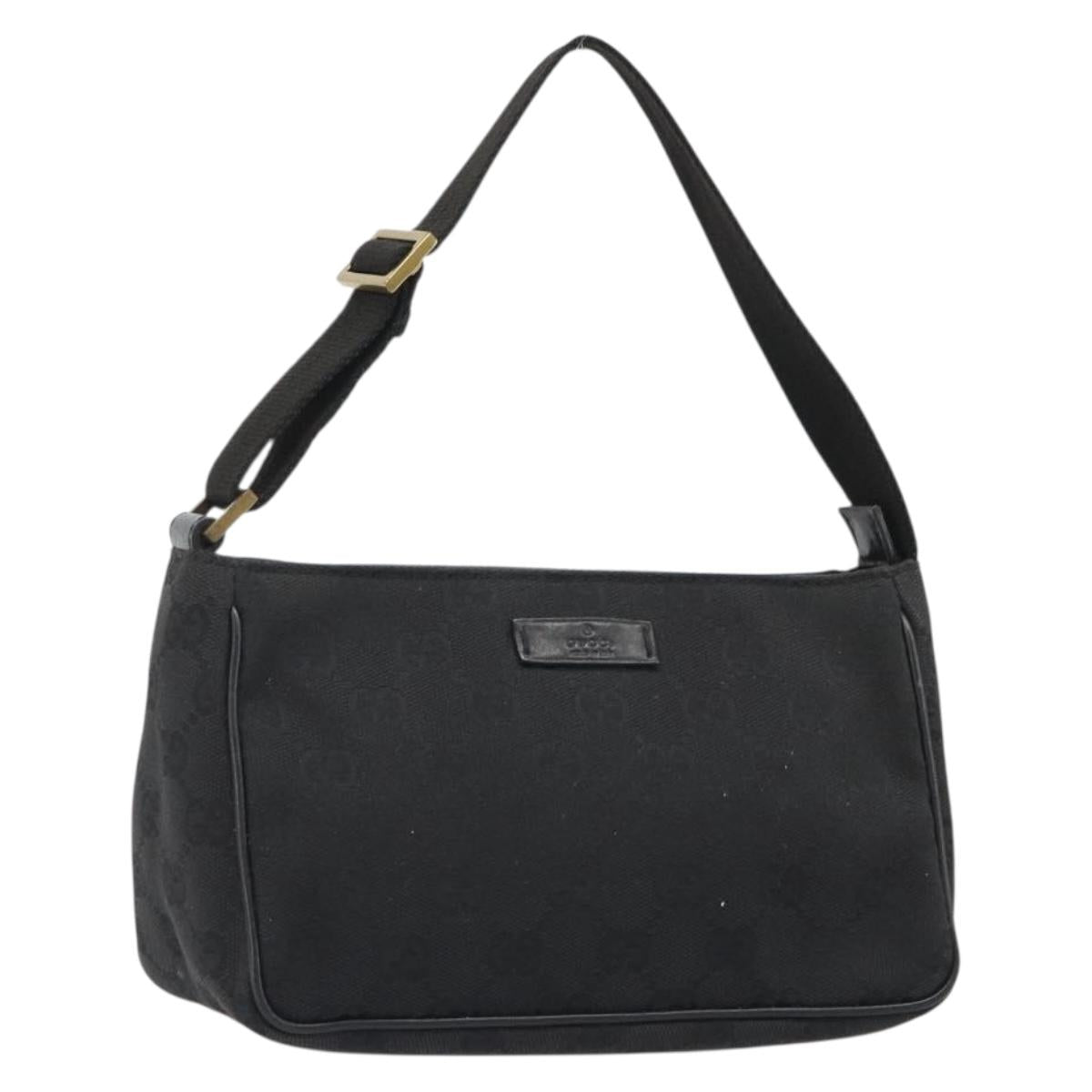 GUCCI GG Canvas Hand Bag Black Gold 106644 Auth mr2539A
