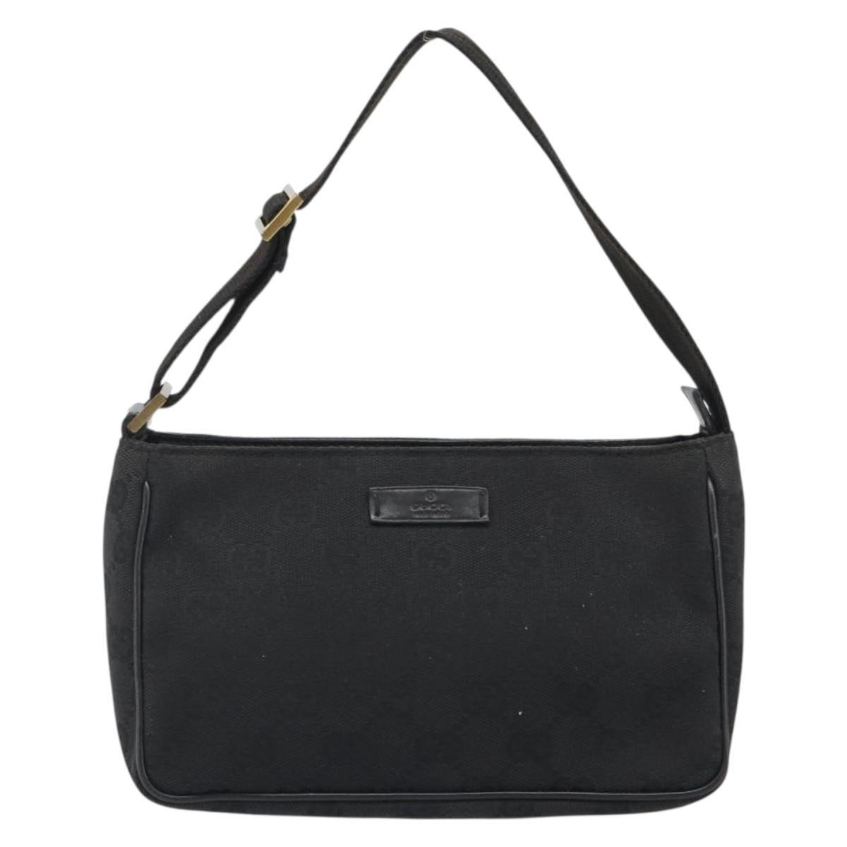 GUCCI GG Canvas Hand Bag Black Gold 106644 Auth mr2539A