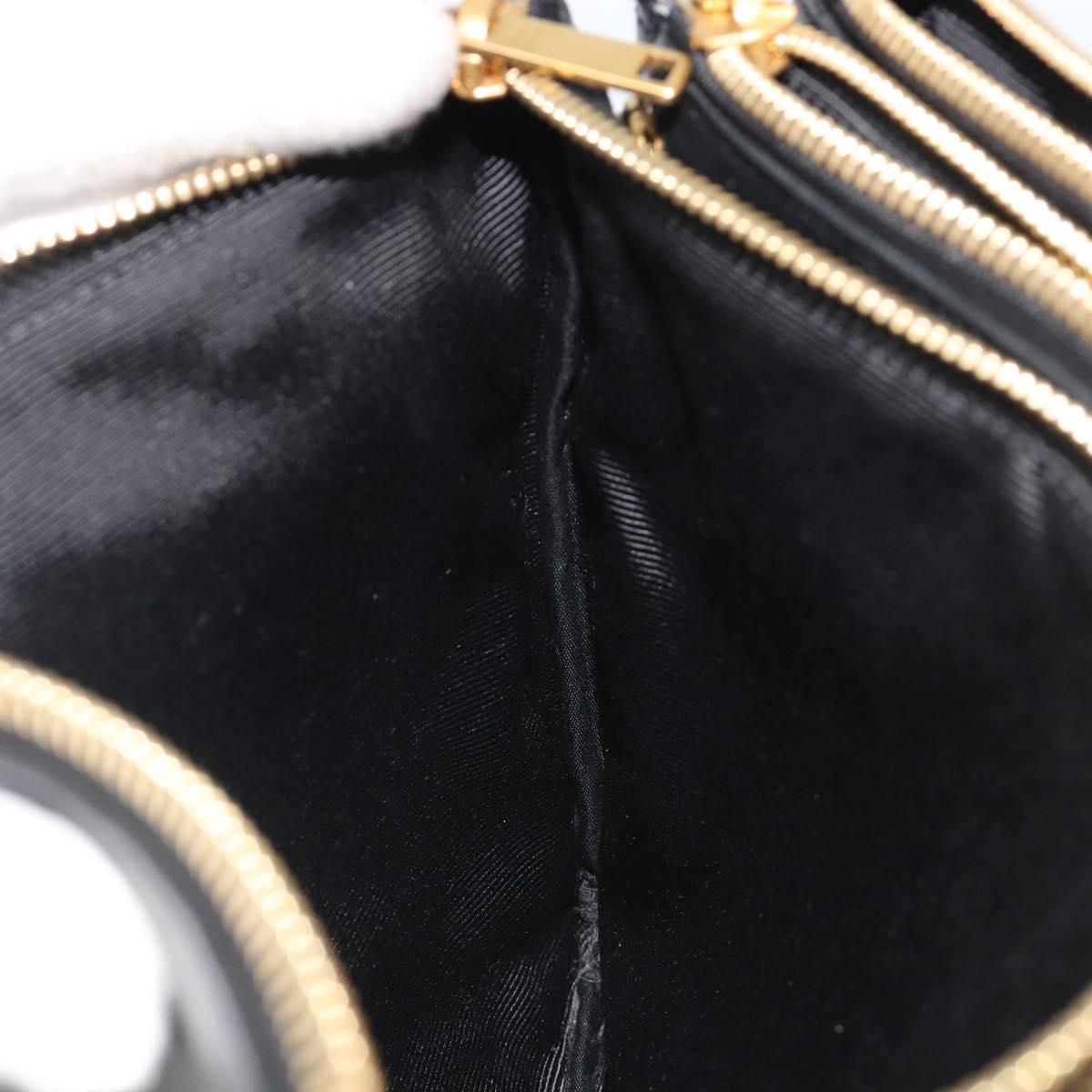 CELINE Trio Shoulder Bag Leather Black Gold Auth mr2544V