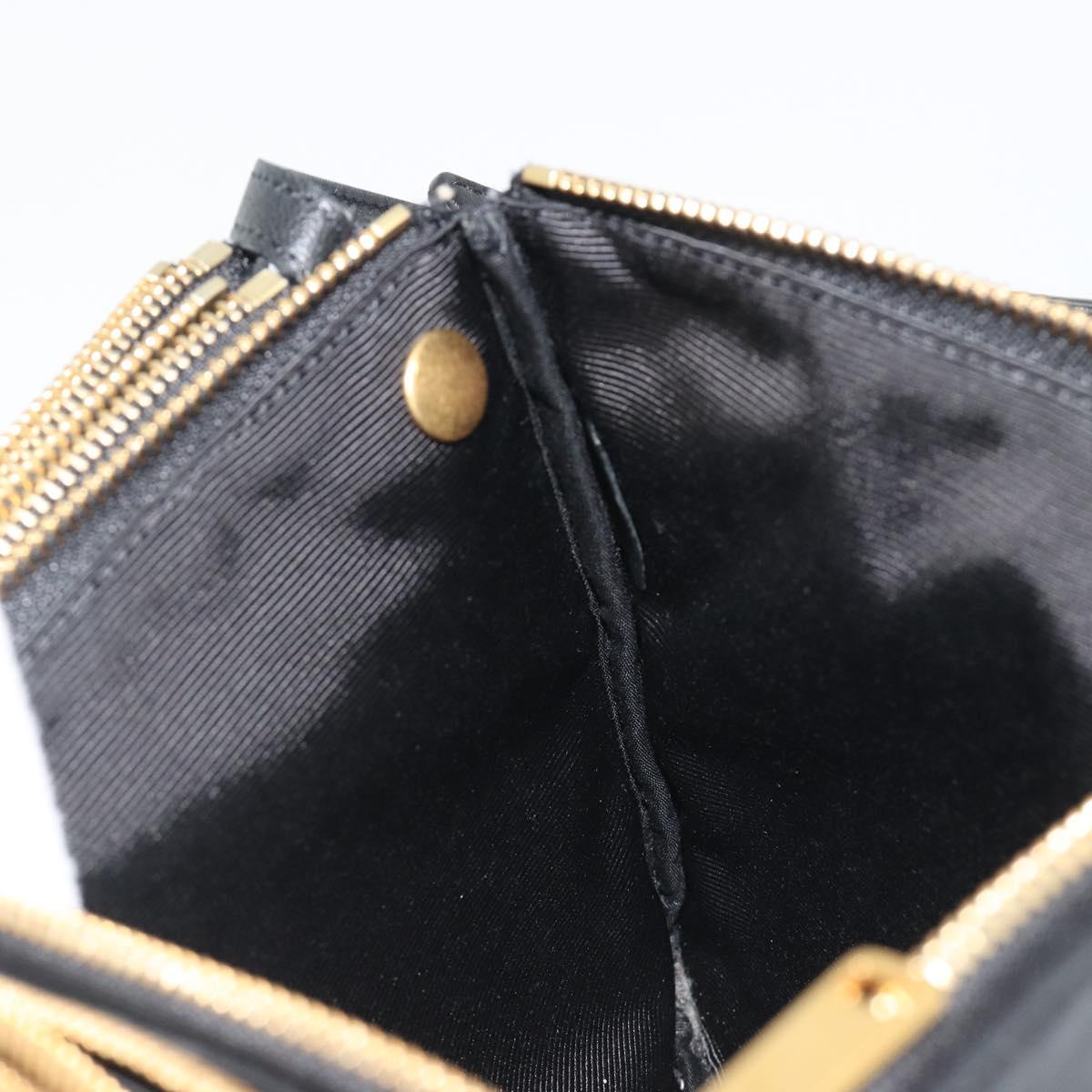 CELINE Trio Shoulder Bag Leather Black Gold Auth mr2544V
