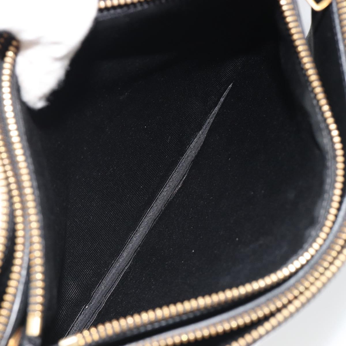 CELINE Trio Shoulder Bag Leather Black Gold Auth mr2544V