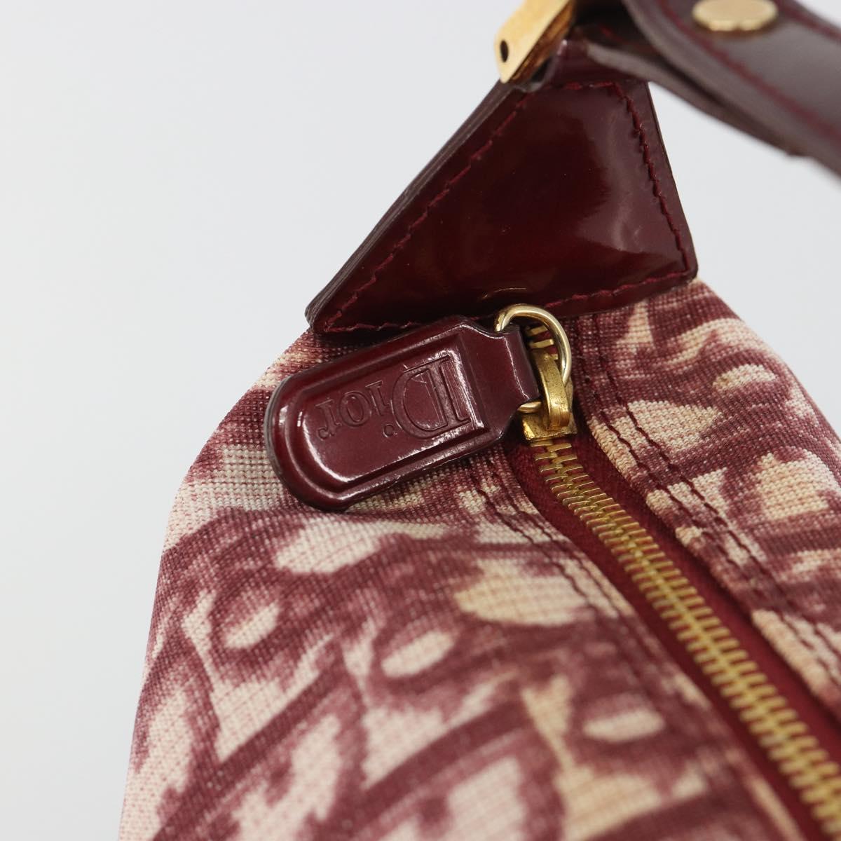 Christian Dior Trotter Canvas Accessory Pouch PVC Red Gold Auth mr2546A
