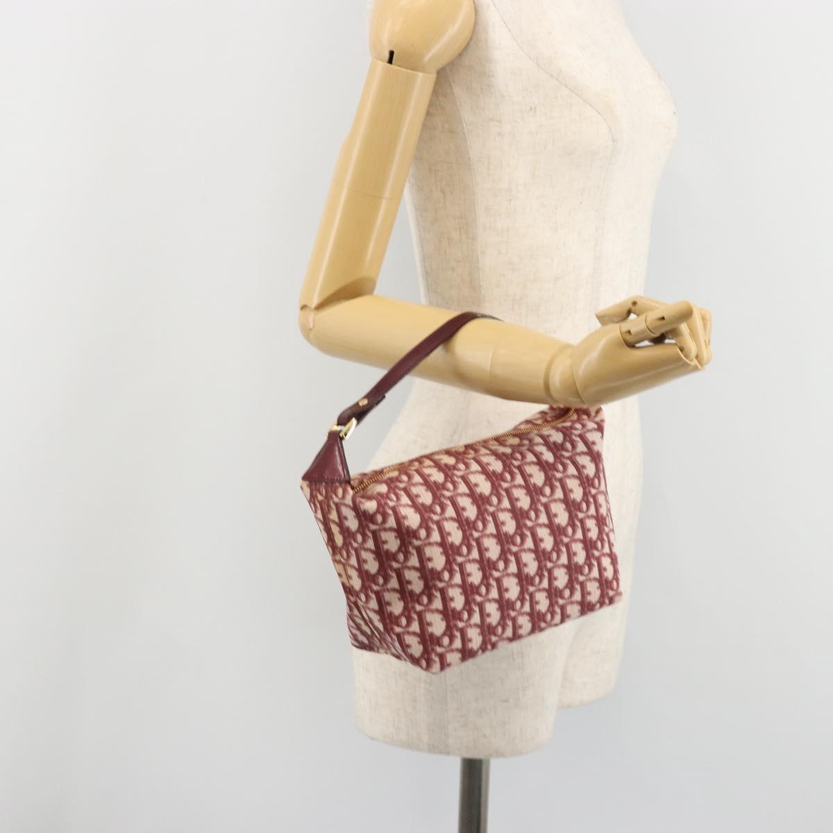 Christian Dior Trotter Canvas Accessory Pouch PVC Red Gold Auth mr2546A