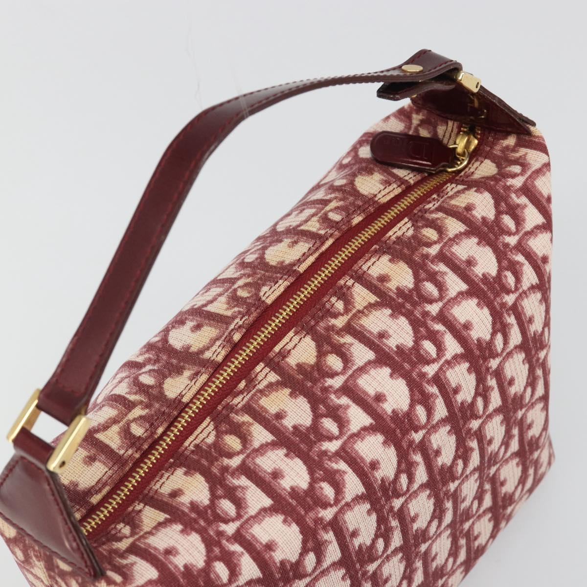 Christian Dior Trotter Canvas Accessory Pouch PVC Red Gold Auth mr2546A