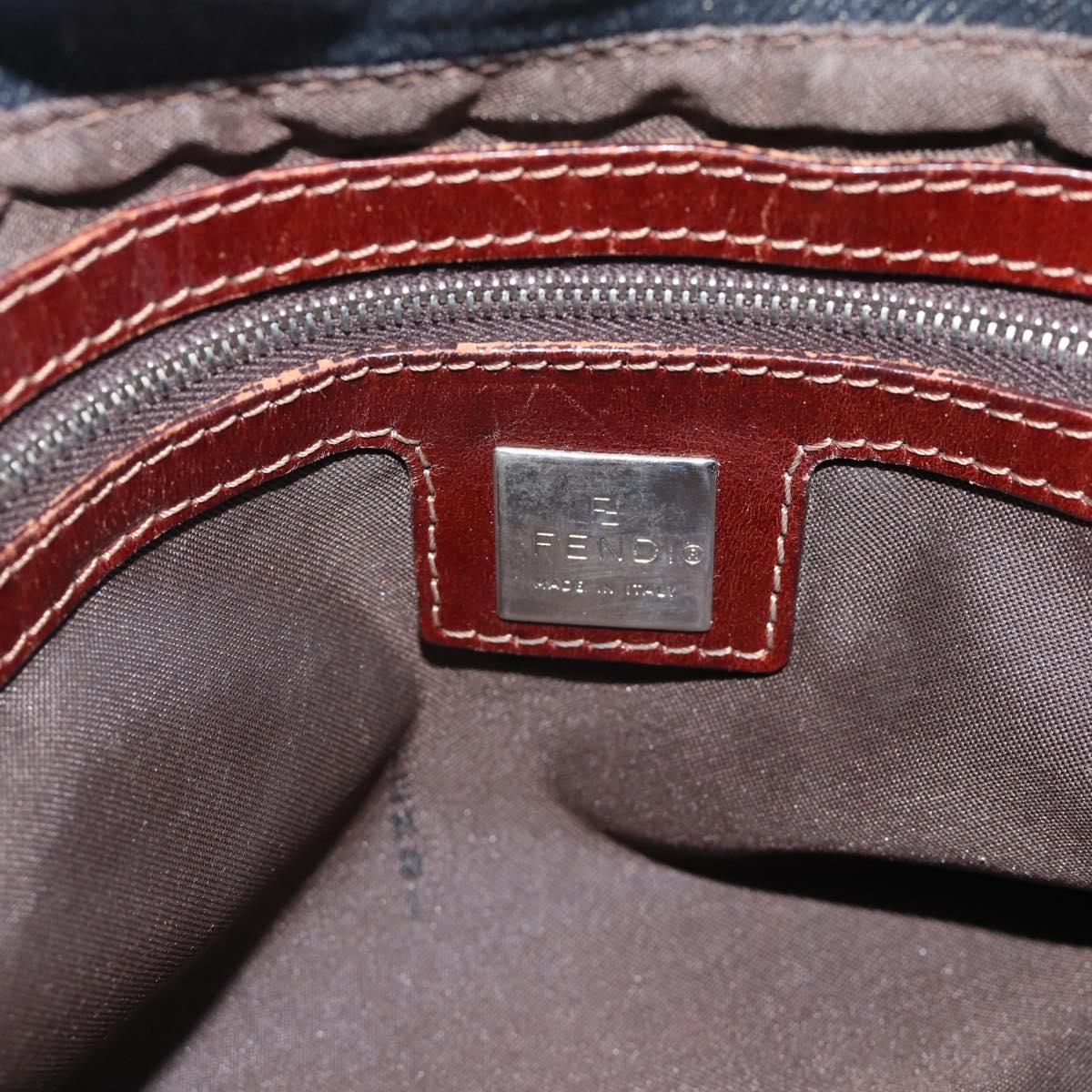 FENDI Mamma Baguette Shoulder Bag Denim Blue Silver Auth mr2547V