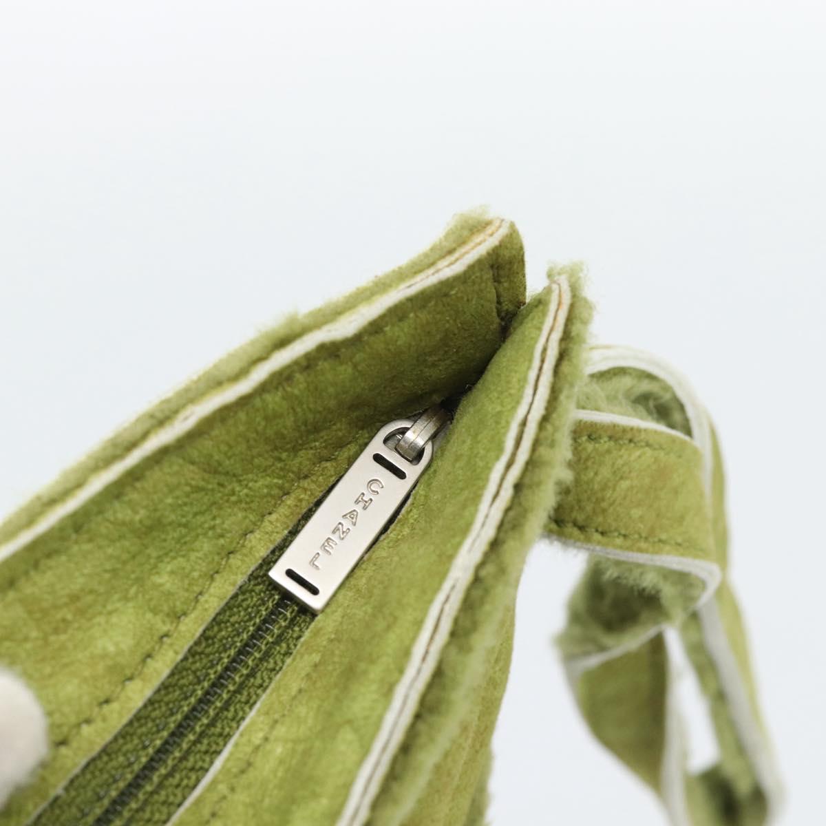 CHANEL Clutch Bag Mouton Green Silver CC Auth mr2548A