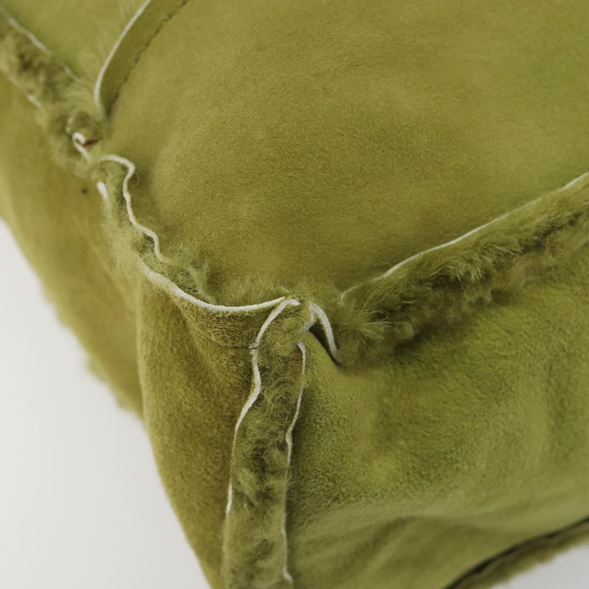 CHANEL Shoulder Bag Mouton Green Silver CC Auth mr2549V