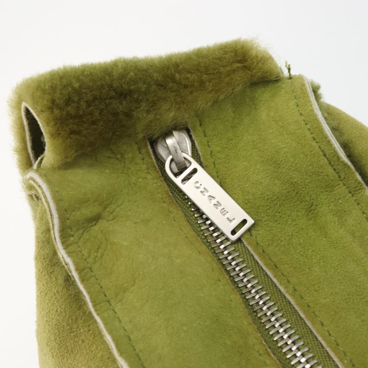 CHANEL Shoulder Bag Mouton Green Silver CC Auth mr2549V