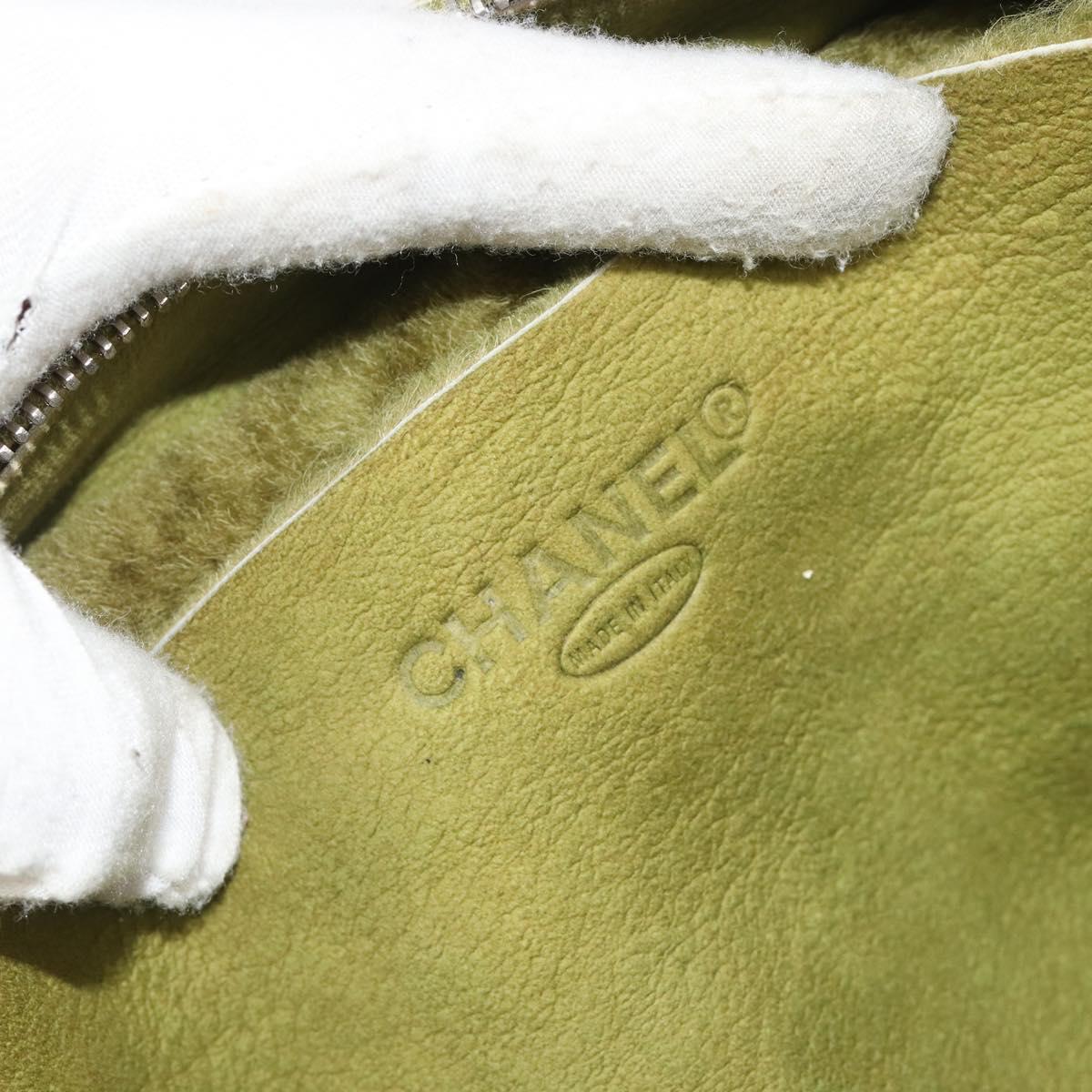 CHANEL Shoulder Bag Mouton Green Silver CC Auth mr2549V