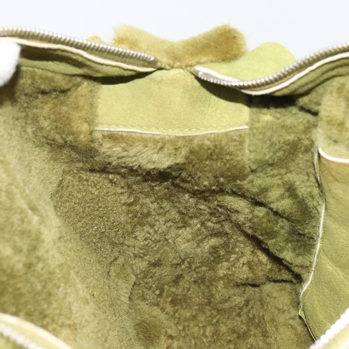 CHANEL Shoulder Bag Mouton Green Silver CC Auth mr2549V