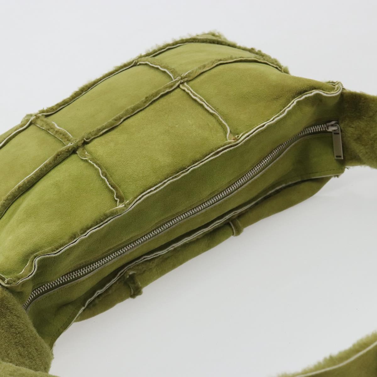 CHANEL Shoulder Bag Mouton Green Silver CC Auth mr2549V