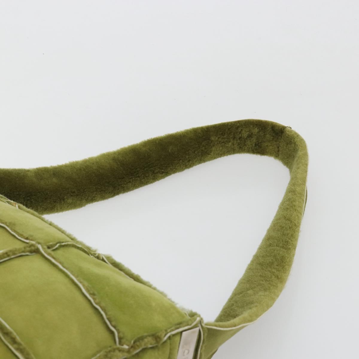 CHANEL Shoulder Bag Mouton Green Silver CC Auth mr2549V