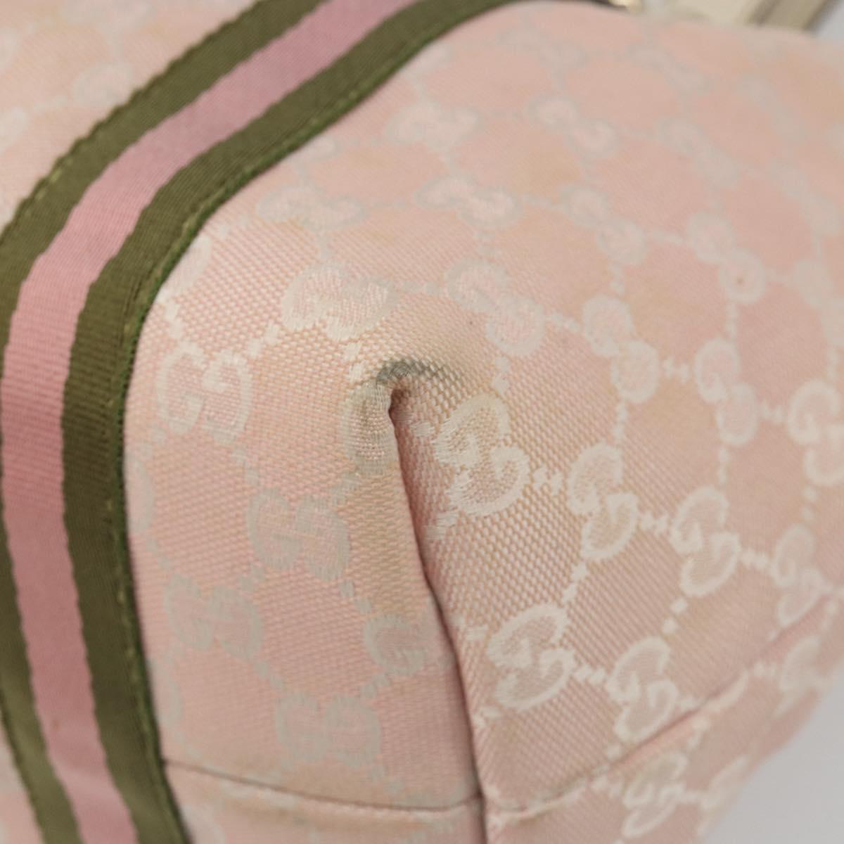 GUCCI GG Canvas Sherry Line Tote Bag Pink Gold 137396 Auth mr2550A