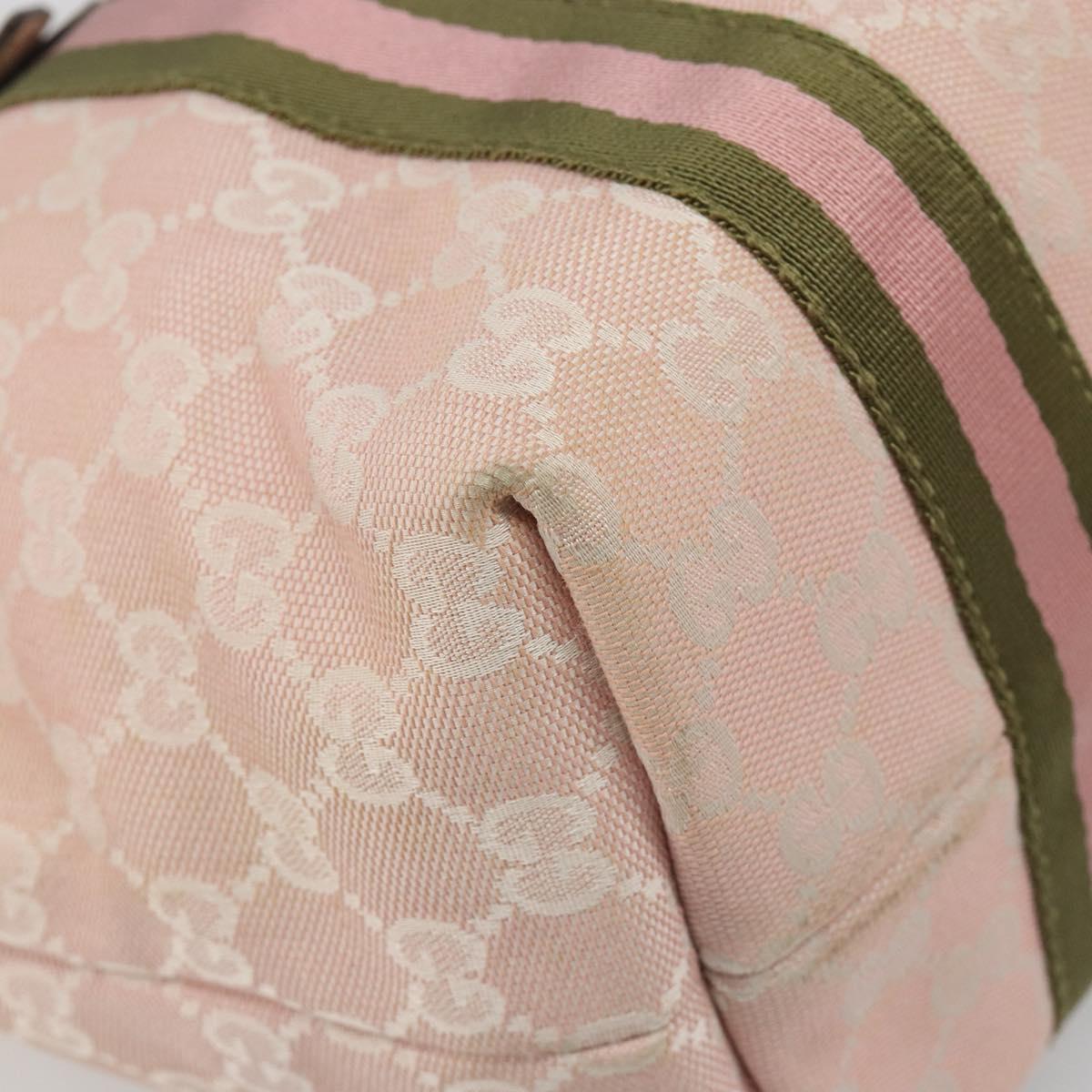 GUCCI GG Canvas Sherry Line Tote Bag Pink Gold 137396 Auth mr2550A