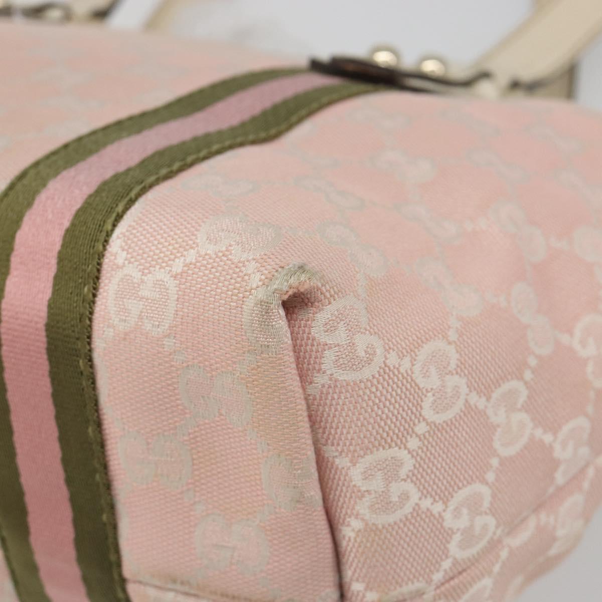 GUCCI GG Canvas Sherry Line Tote Bag Pink Gold 137396 Auth mr2550A