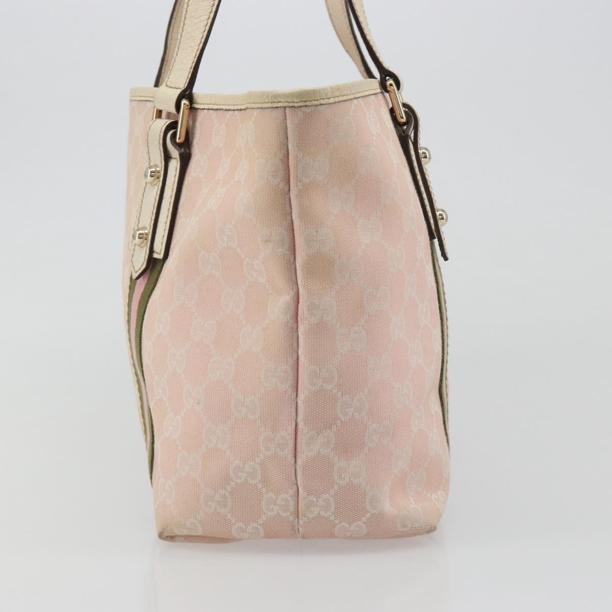 GUCCI GG Canvas Sherry Line Tote Bag Pink Gold 137396 Auth mr2550A