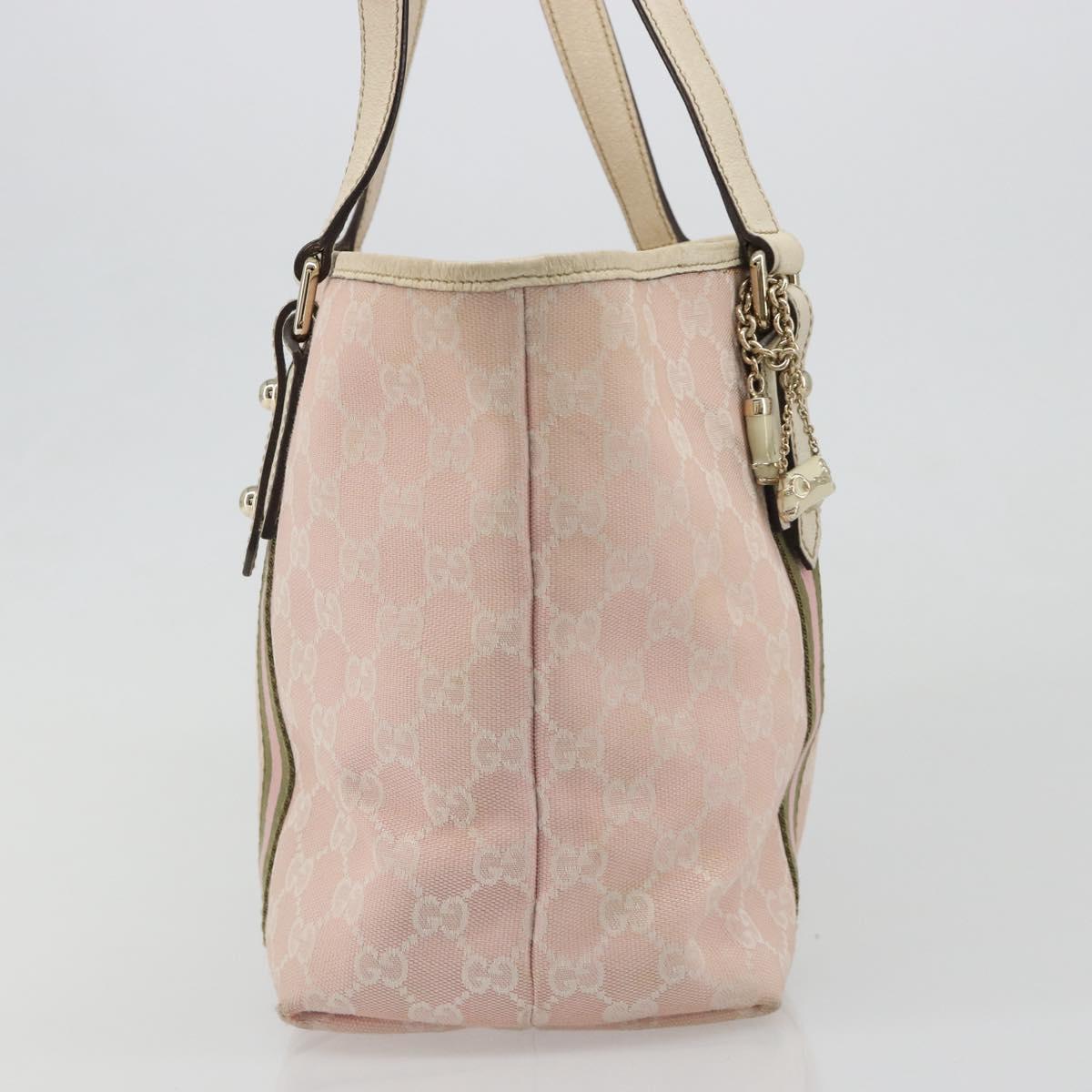 GUCCI GG Canvas Sherry Line Tote Bag Pink Gold 137396 Auth mr2550A