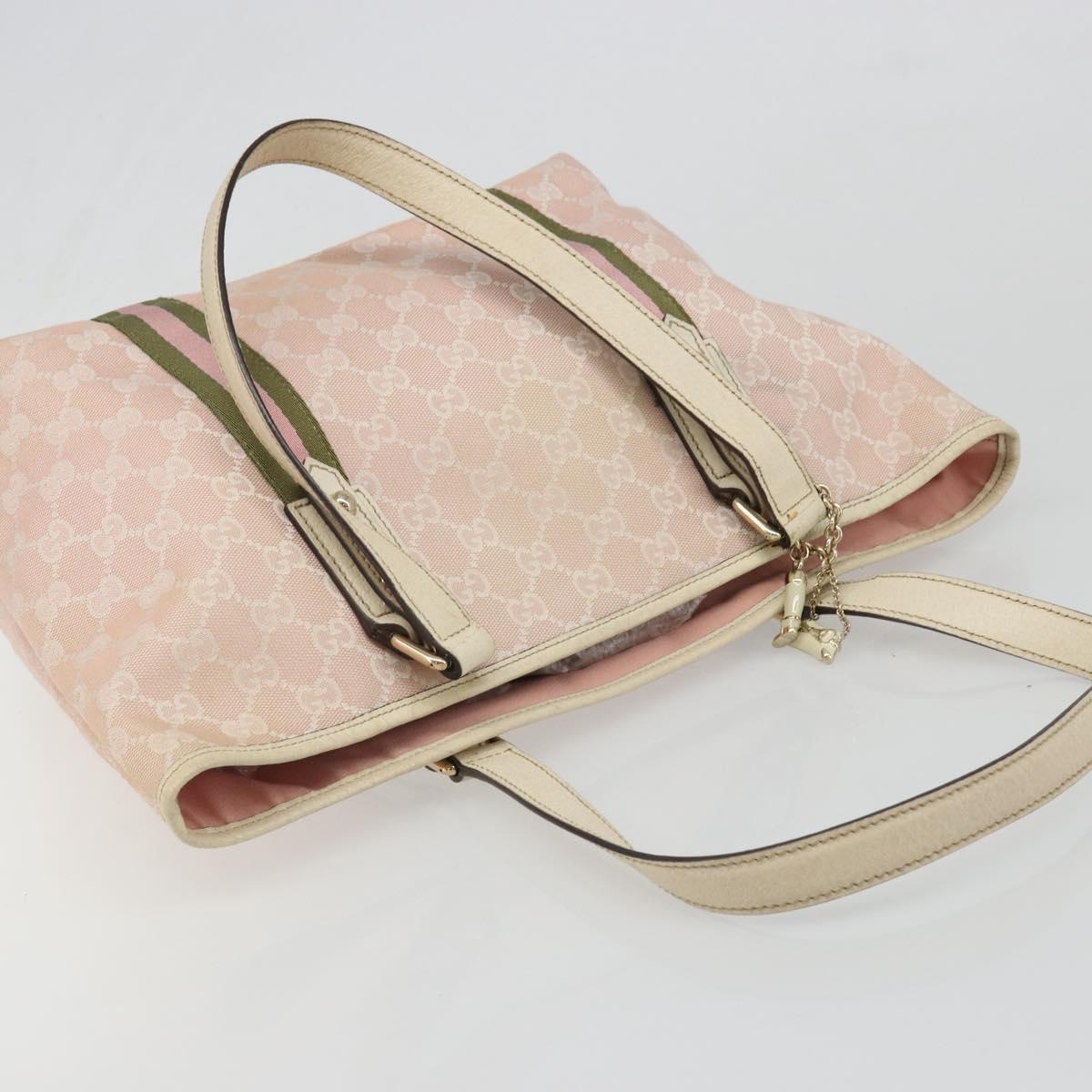 GUCCI GG Canvas Sherry Line Tote Bag Pink Gold 137396 Auth mr2550A