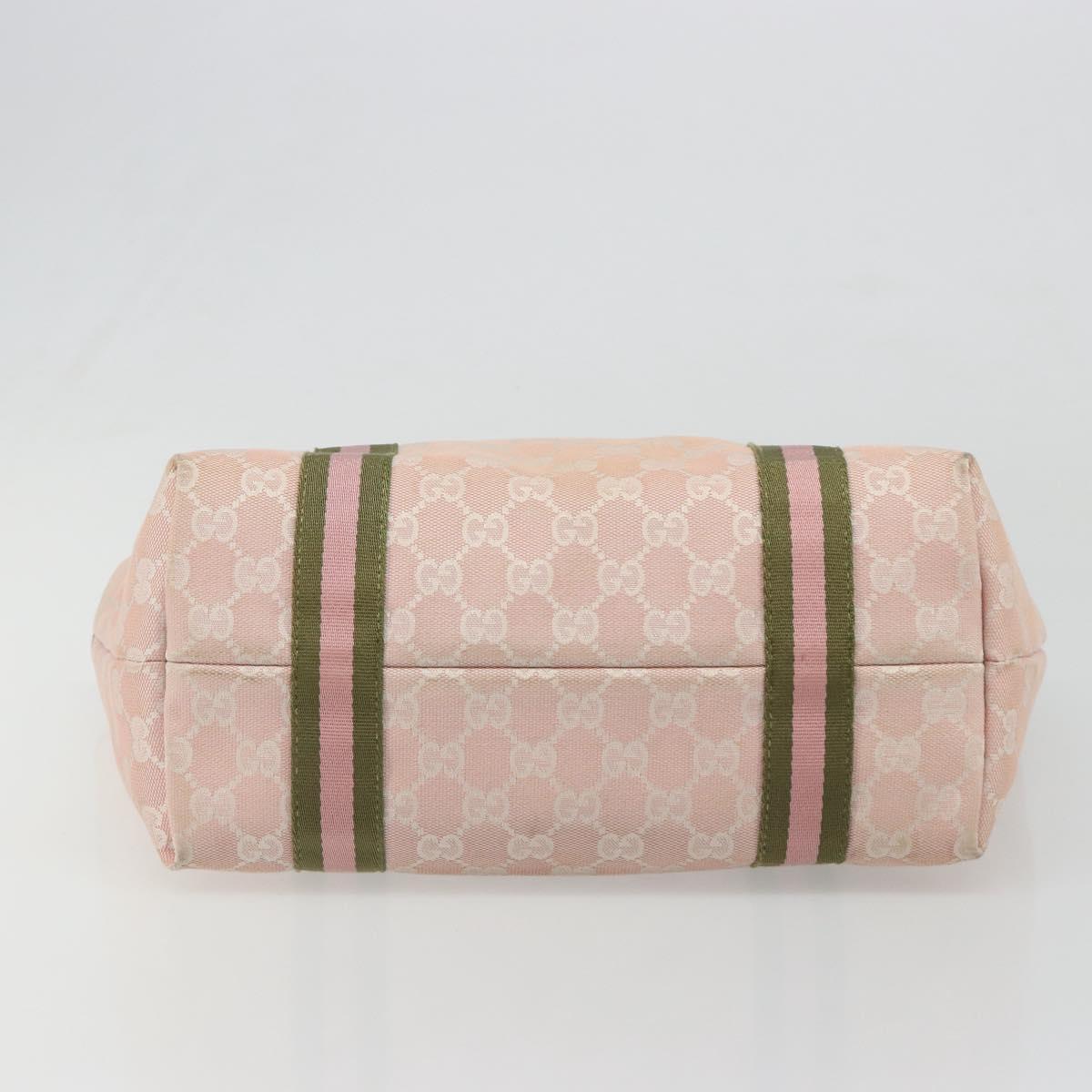 GUCCI GG Canvas Sherry Line Tote Bag Pink Gold 137396 Auth mr2550A
