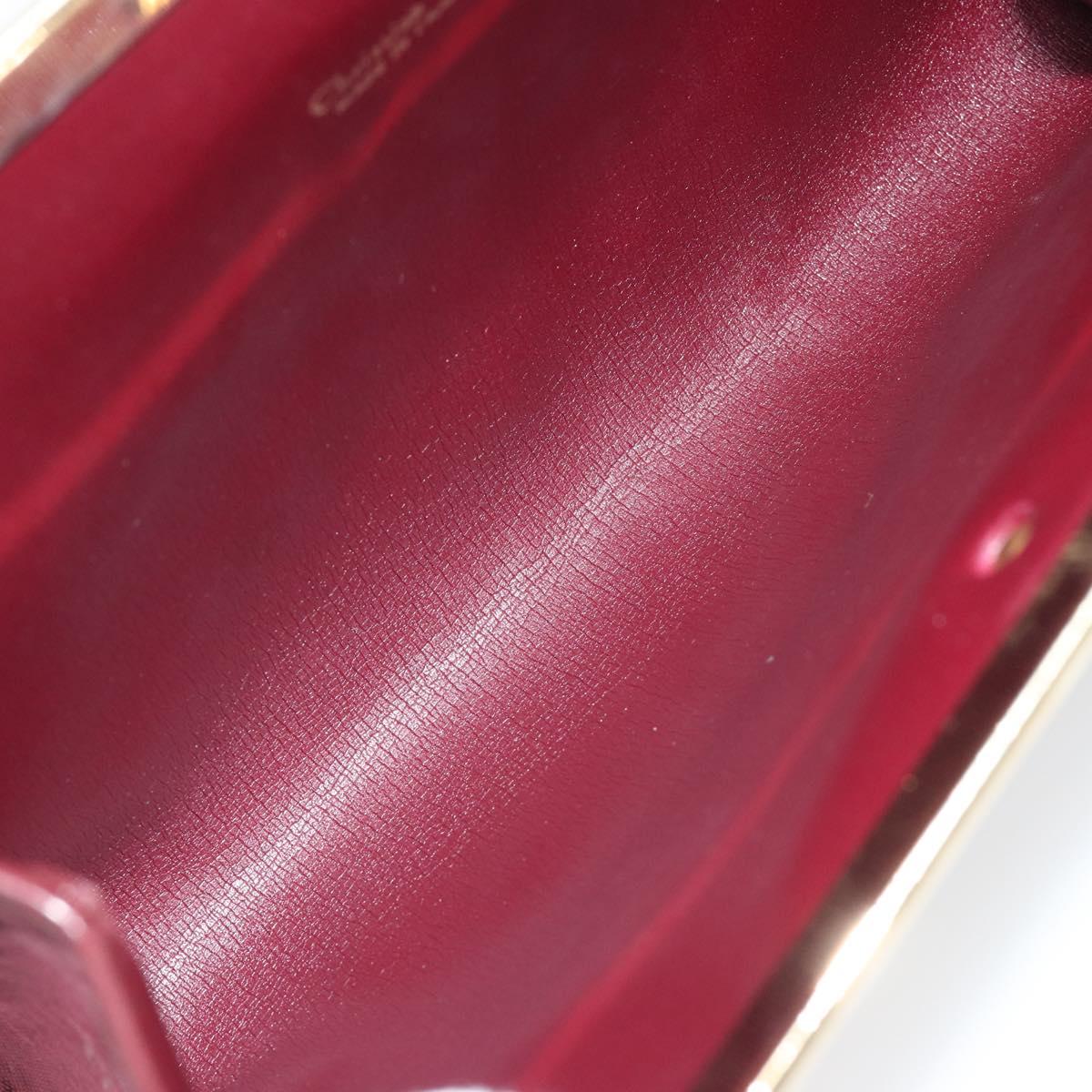 Christian Dior Clutch Bag Canvas Bordeaux Gold Auth mr2551
