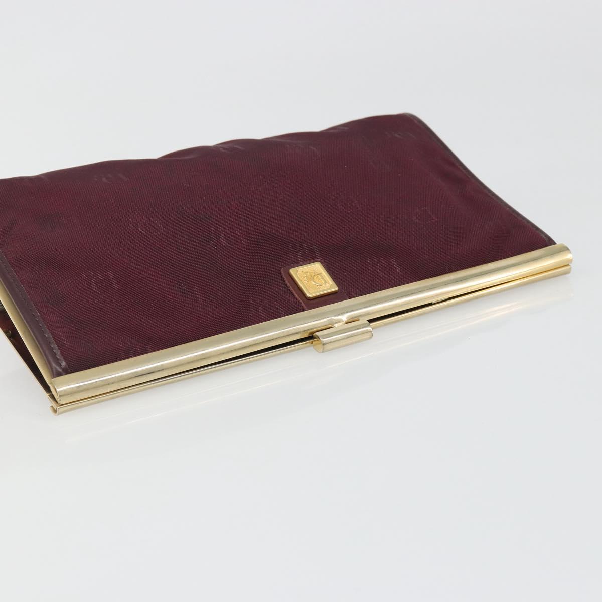 Christian Dior Clutch Bag Canvas Bordeaux Gold Auth mr2551