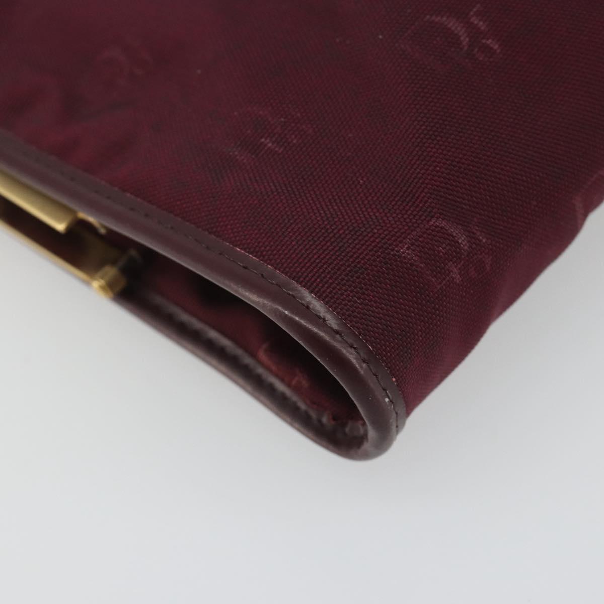 Christian Dior Clutch Bag Canvas Bordeaux Gold Auth mr2551