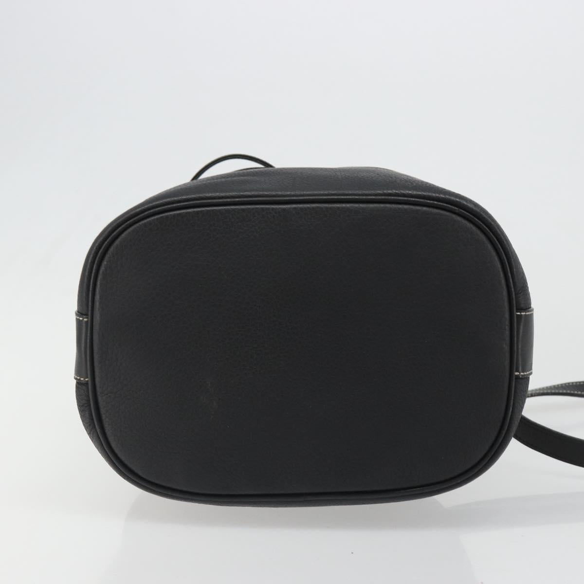 Burberrys Nova Check Shoulder Bag Leather 2way Black Gold Auth mr2552A