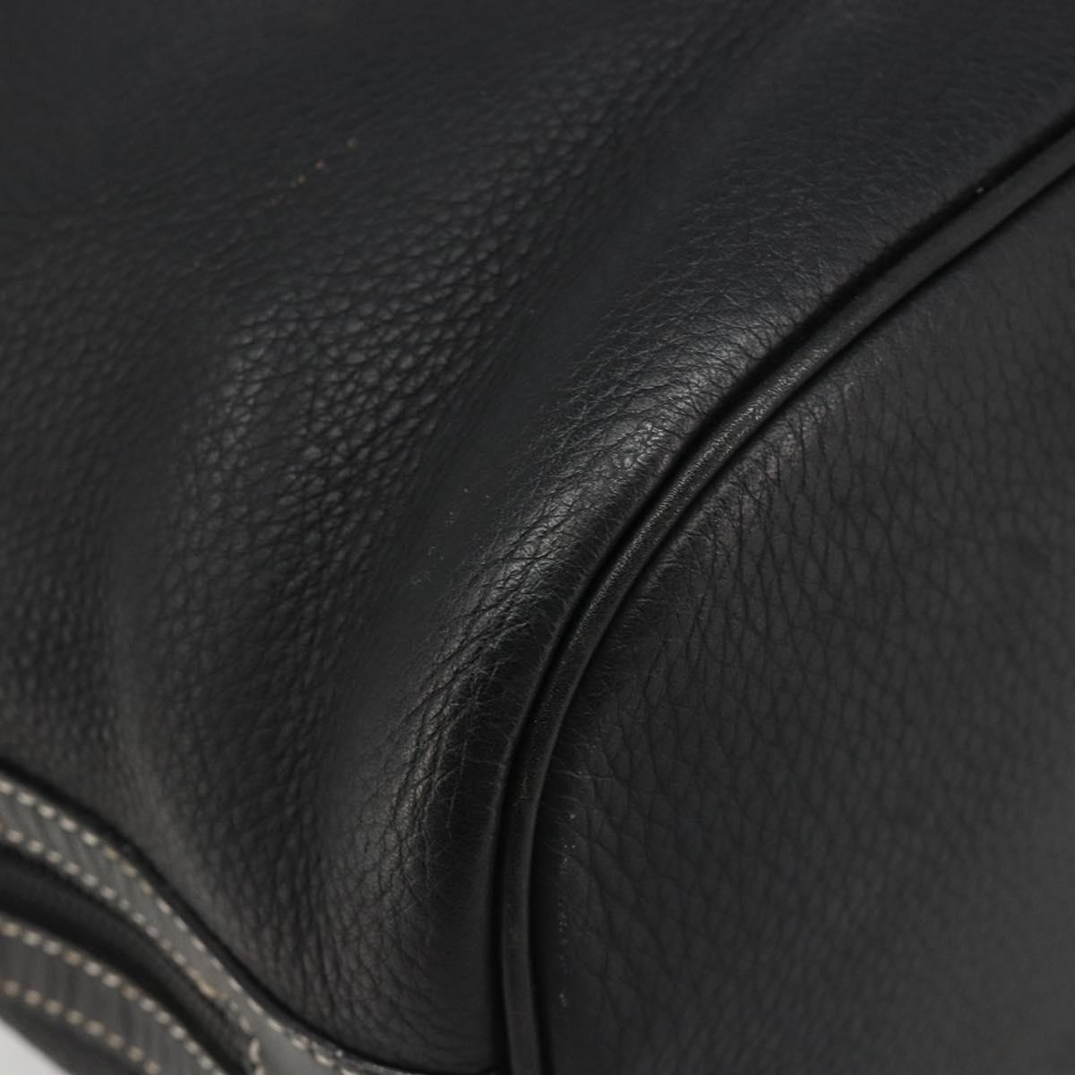 Burberrys Nova Check Shoulder Bag Leather 2way Black Gold Auth mr2552A