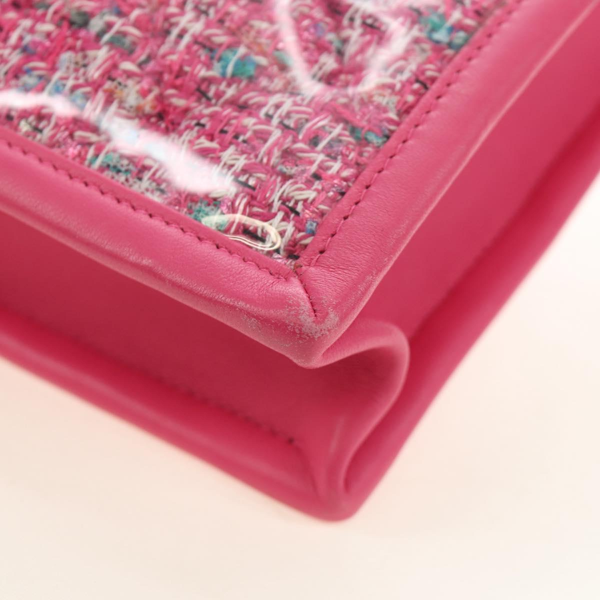 CHANEL Clutch Bag Leather Pink Gold CC Auth mr2553V