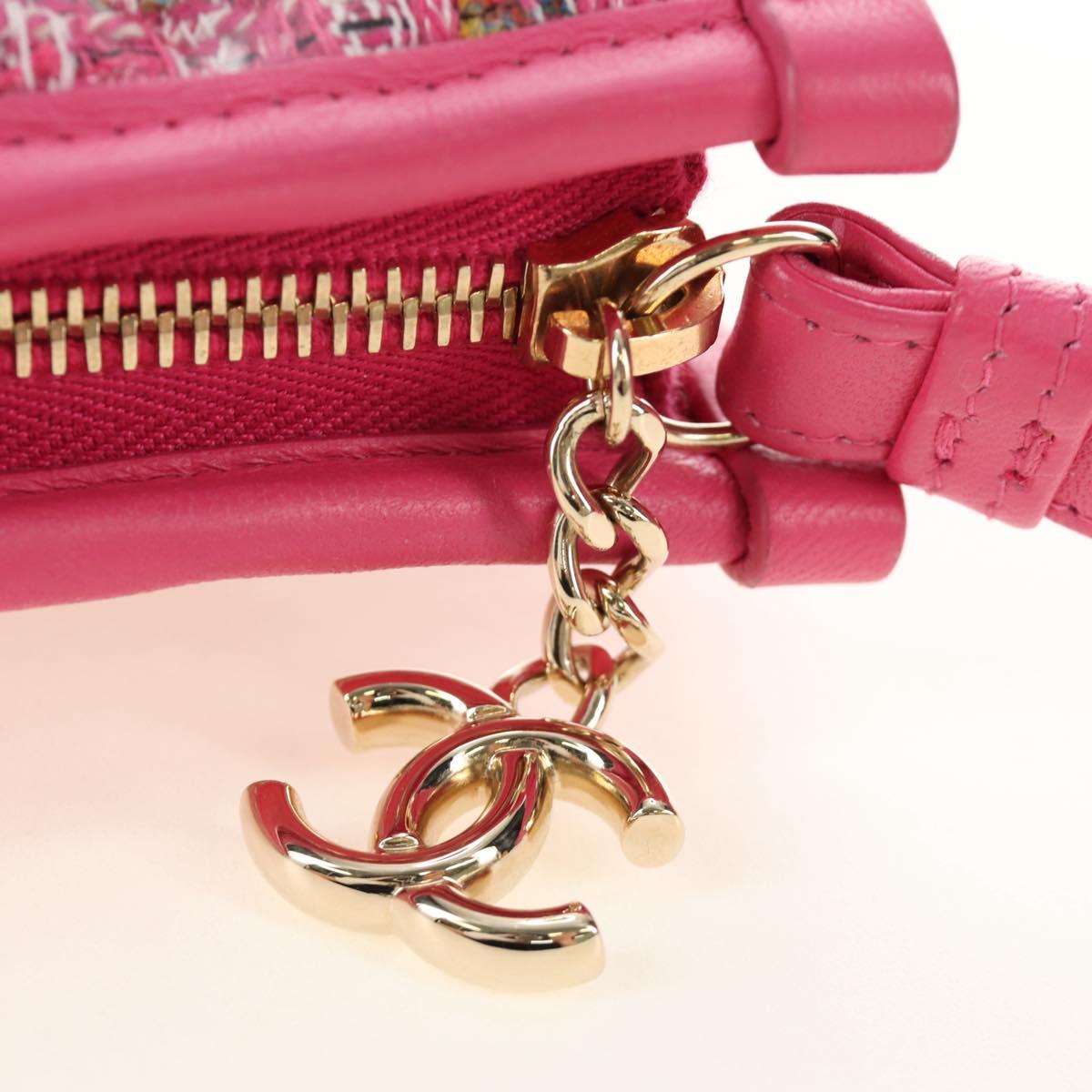 CHANEL Clutch Bag Leather Pink Gold CC Auth mr2553V